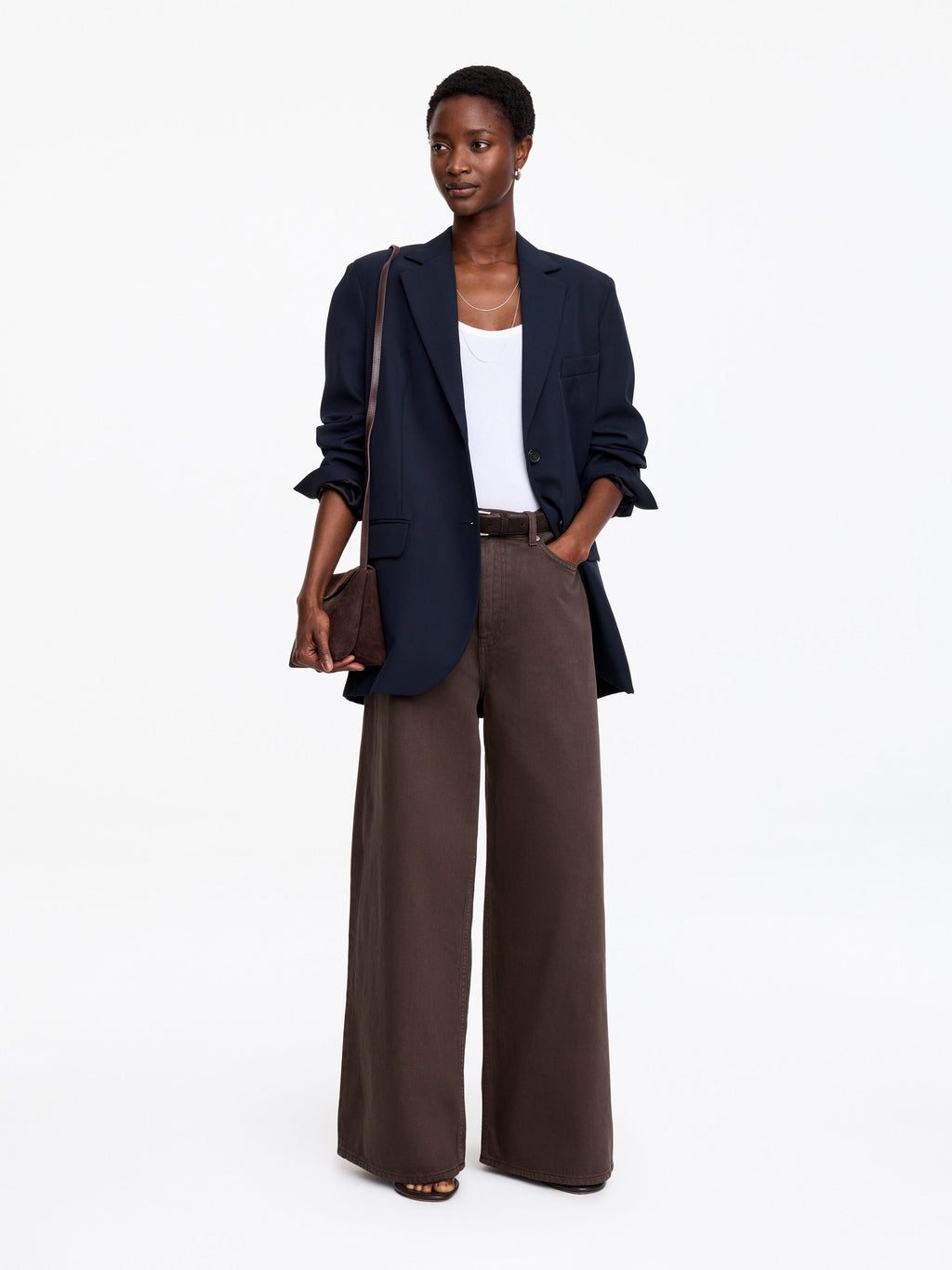 Oversized Wide Jeans - Brown - Image 2