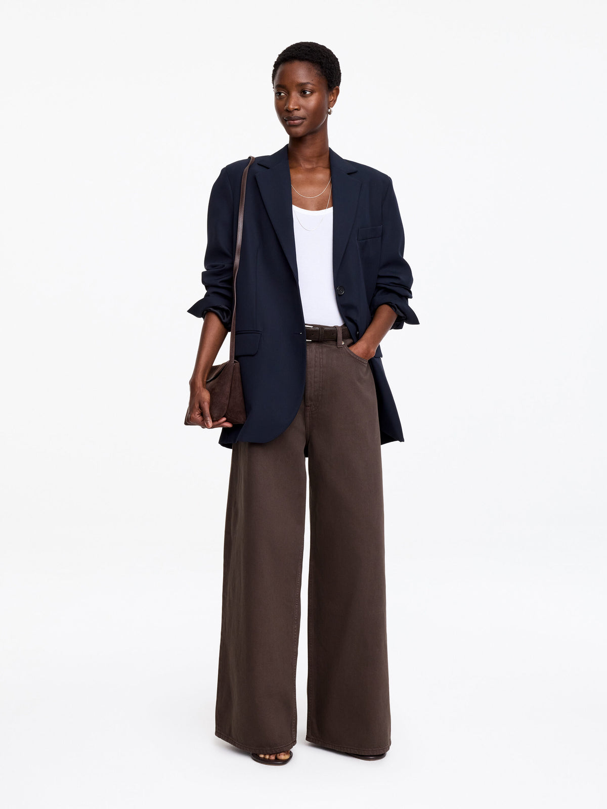 Oversized Wide Jeans - Brown - Image 2