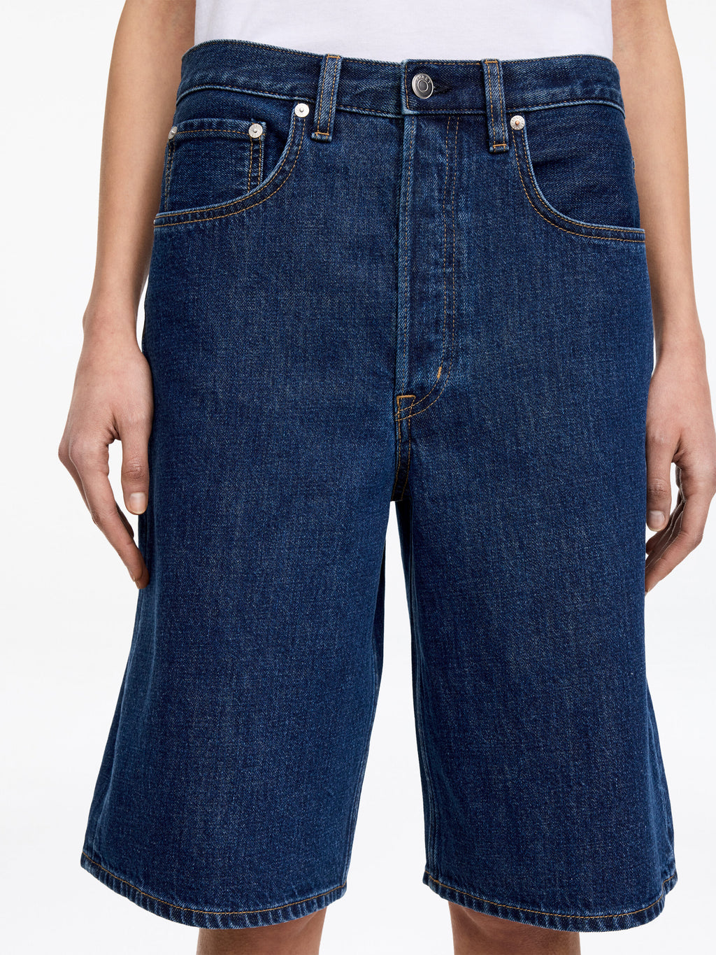 Long Denim Shorts - Blue - Image 4