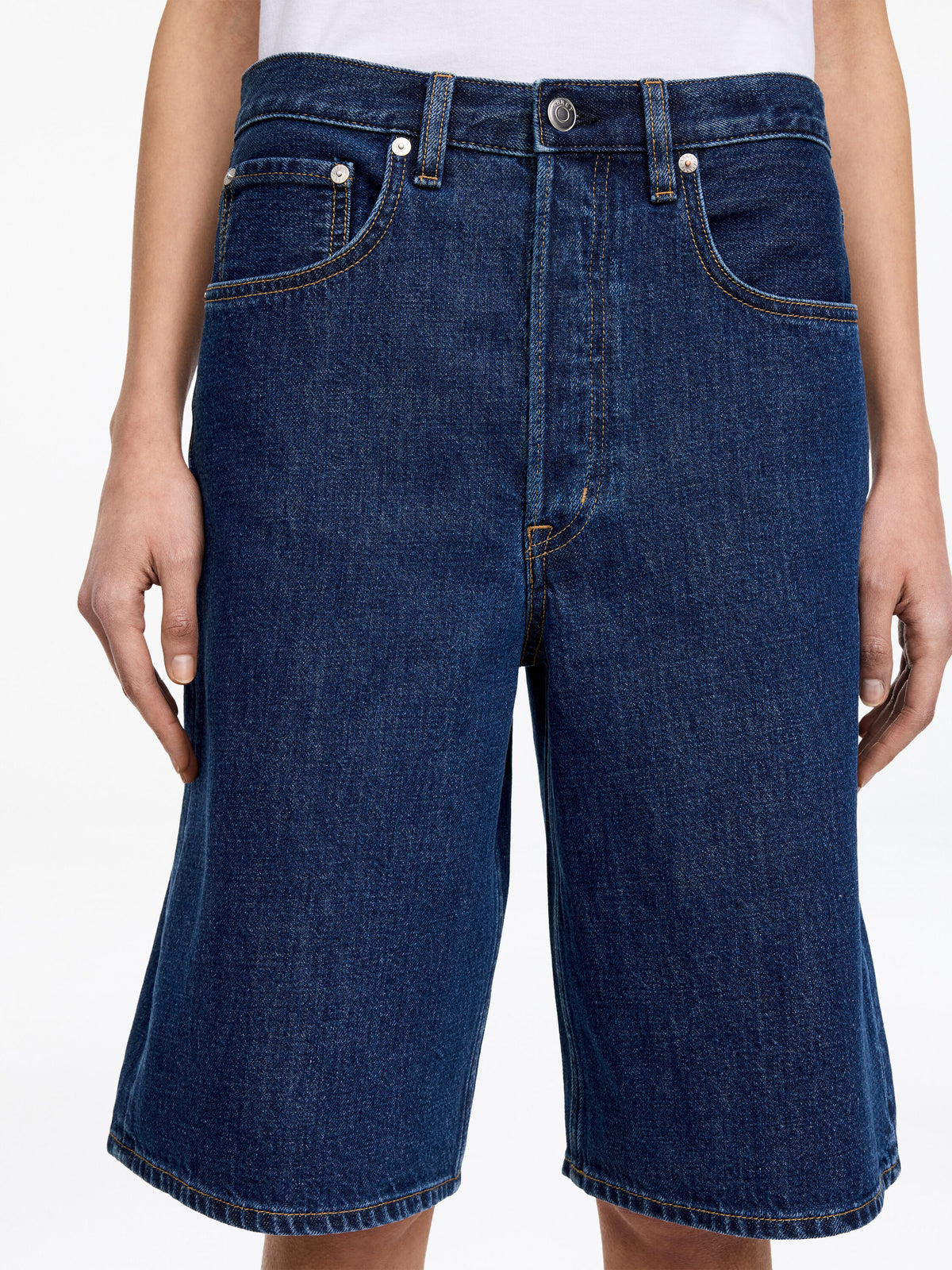 Long Denim Shorts - Blue - Image 4