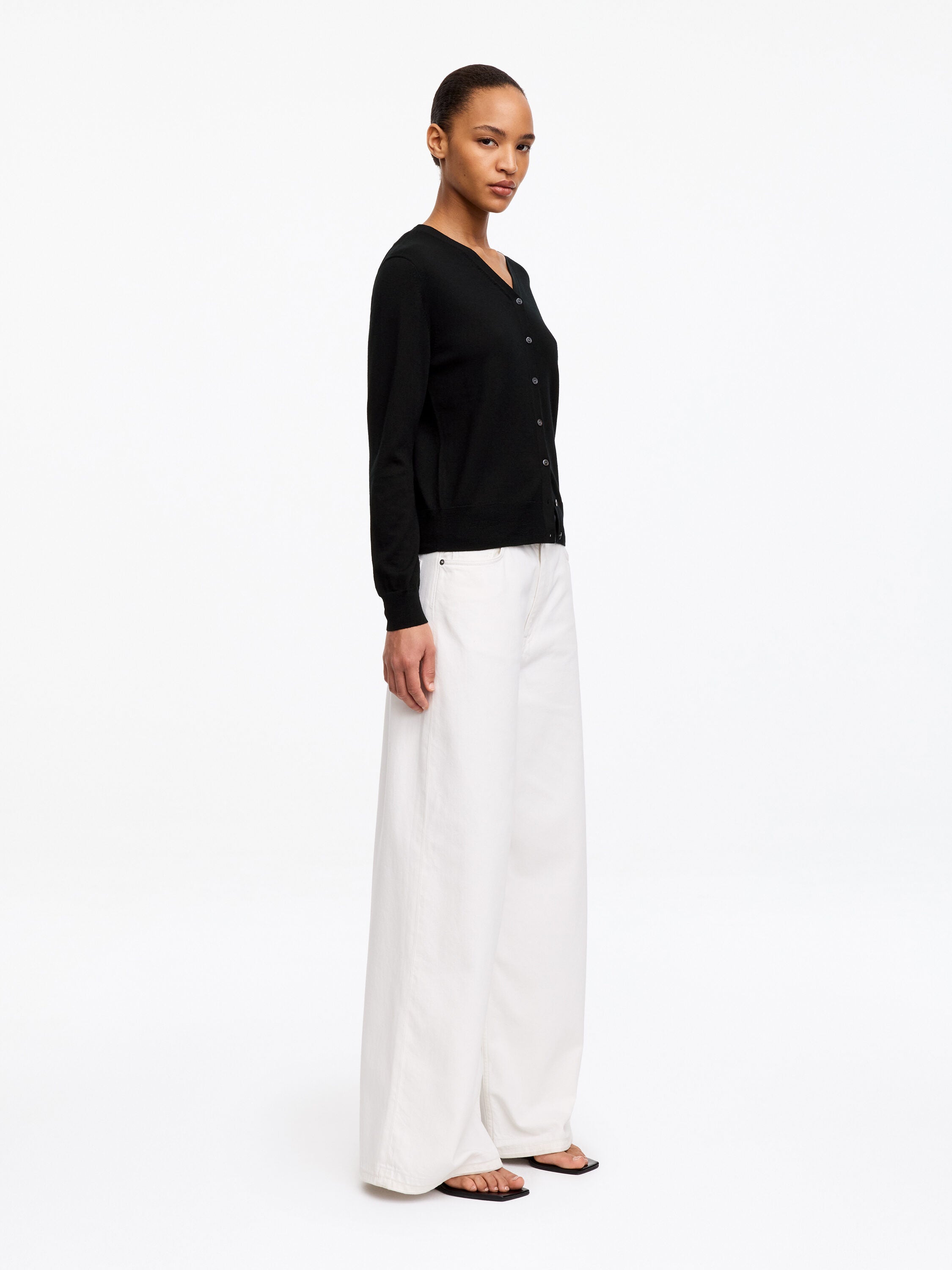 Merino Wool Cardigan - Black - Image 2