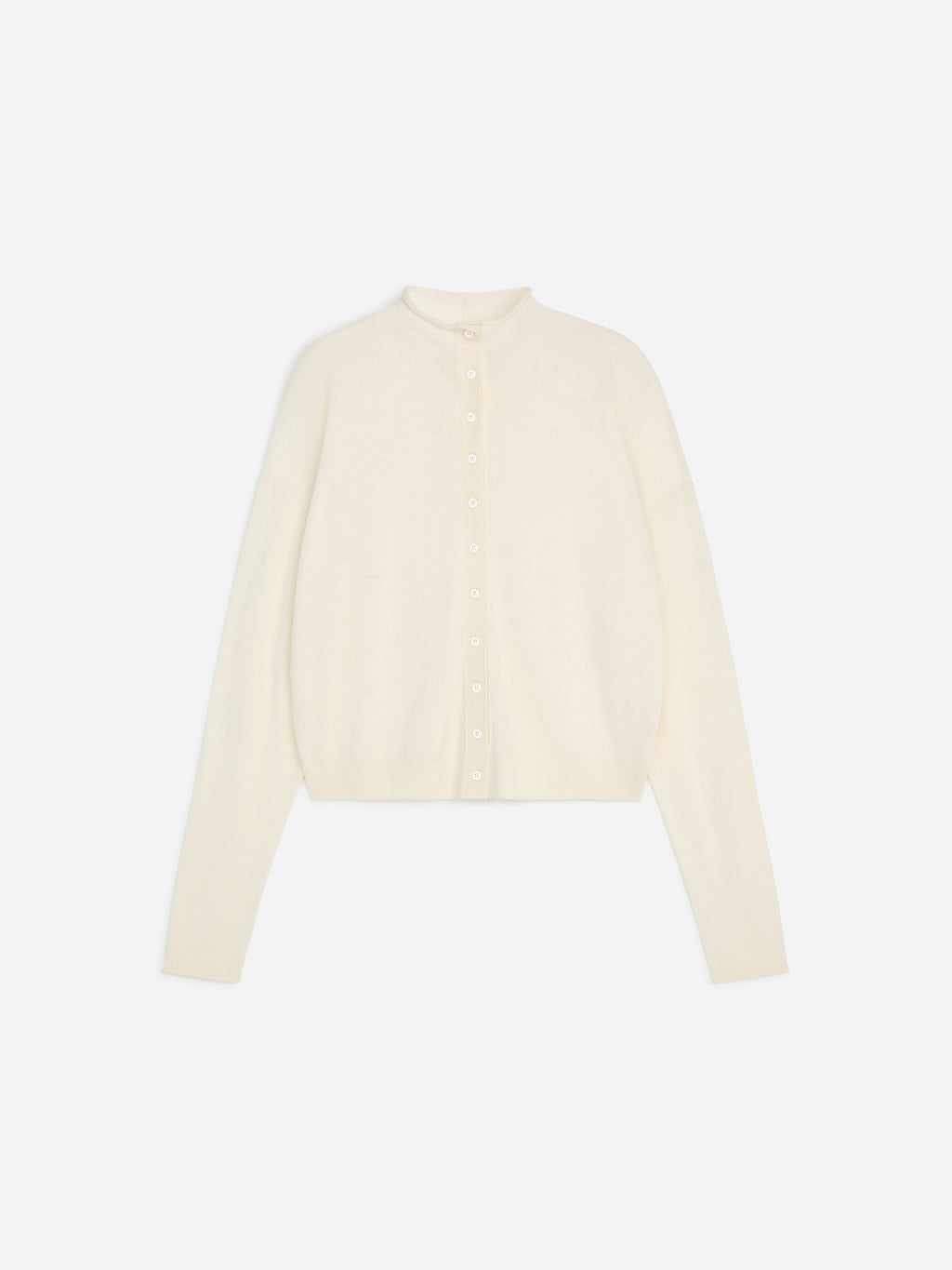 Wool-Blend Mock-Neck Cardigan - White - Image 6