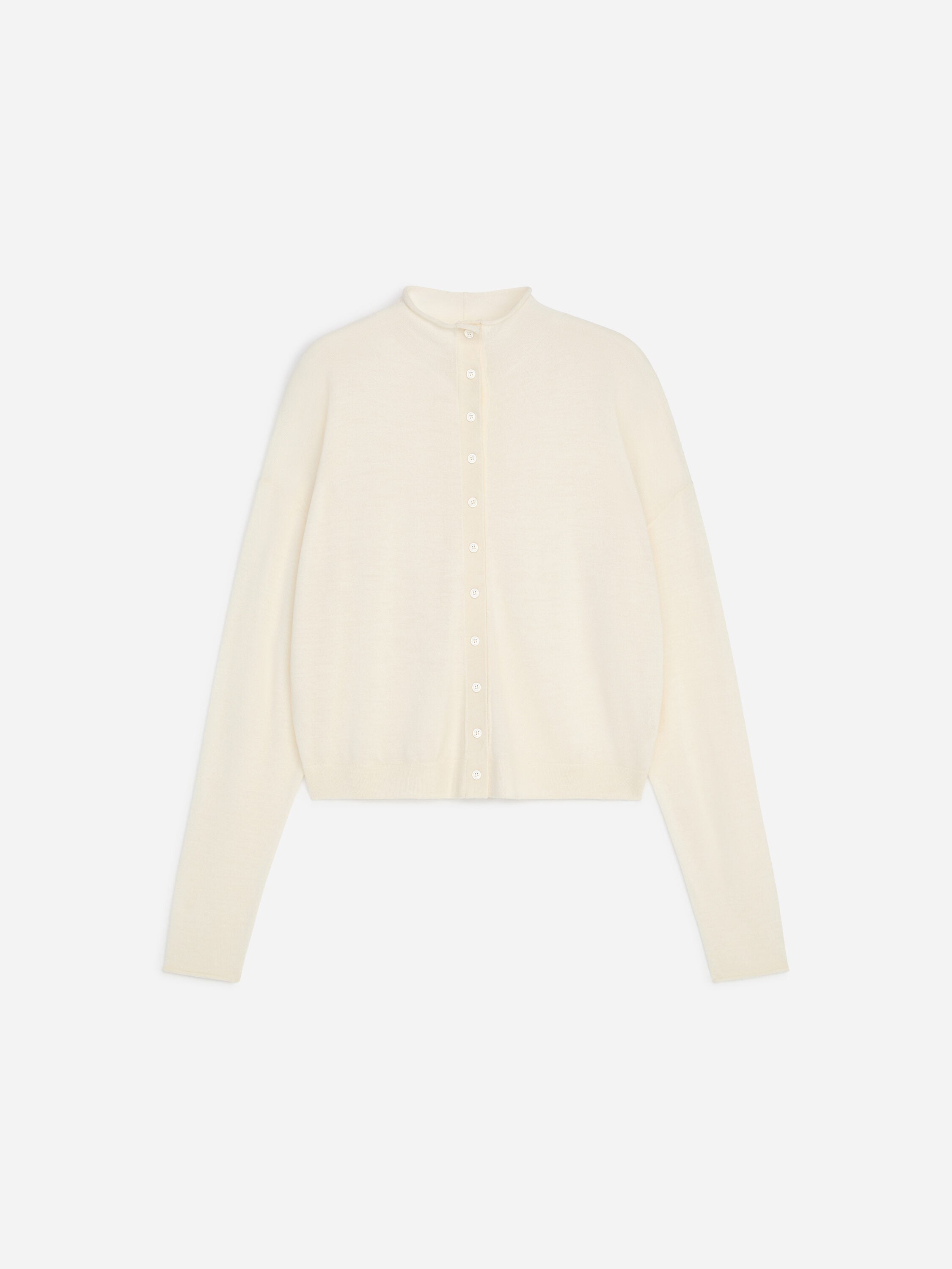 Wool-Blend Mock-Neck Cardigan - White - Image 6