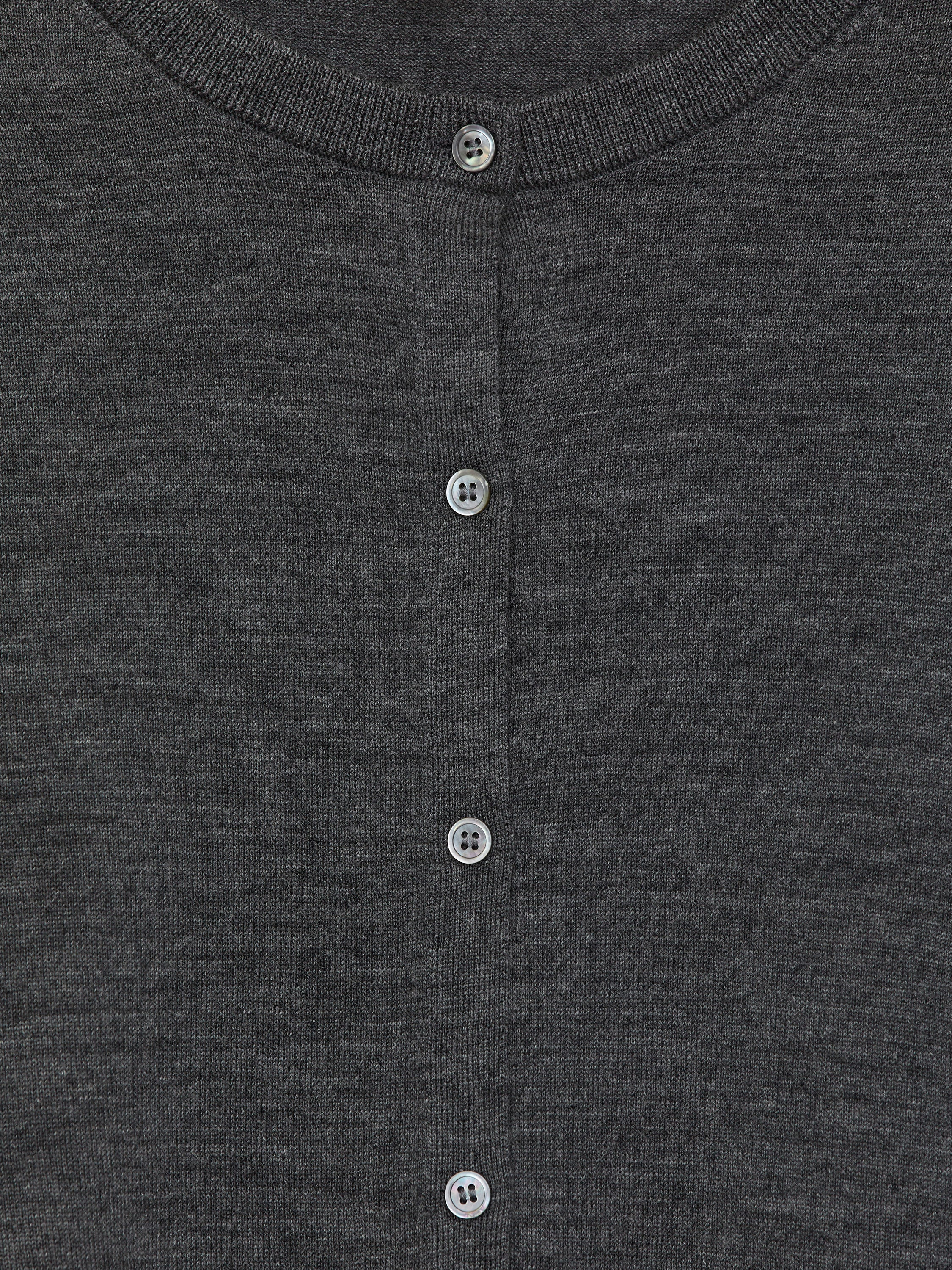 Merino Wool Cardigan - Grey - Image 6