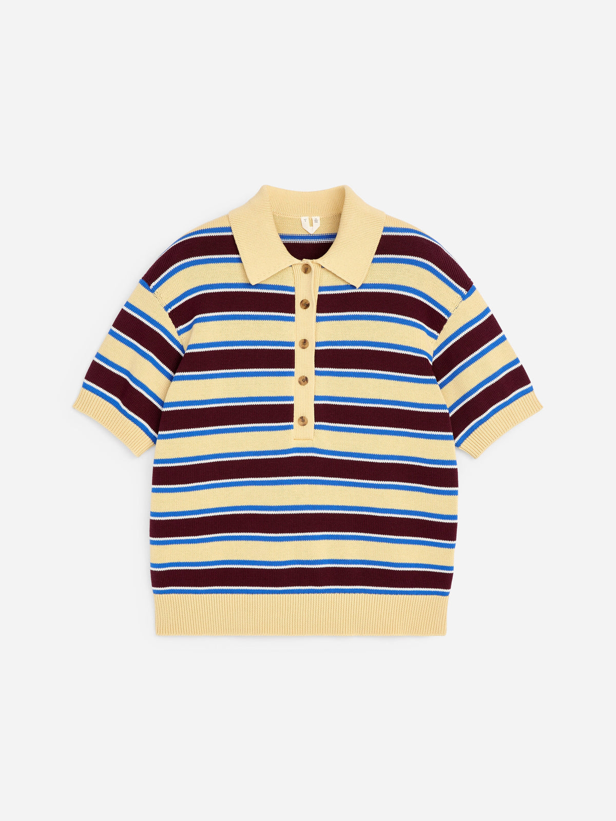 Short-Sleeve Cotton Polo Shirt - Blue - Image 5