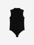Stretch Mock-Neck Bodysuit - Black