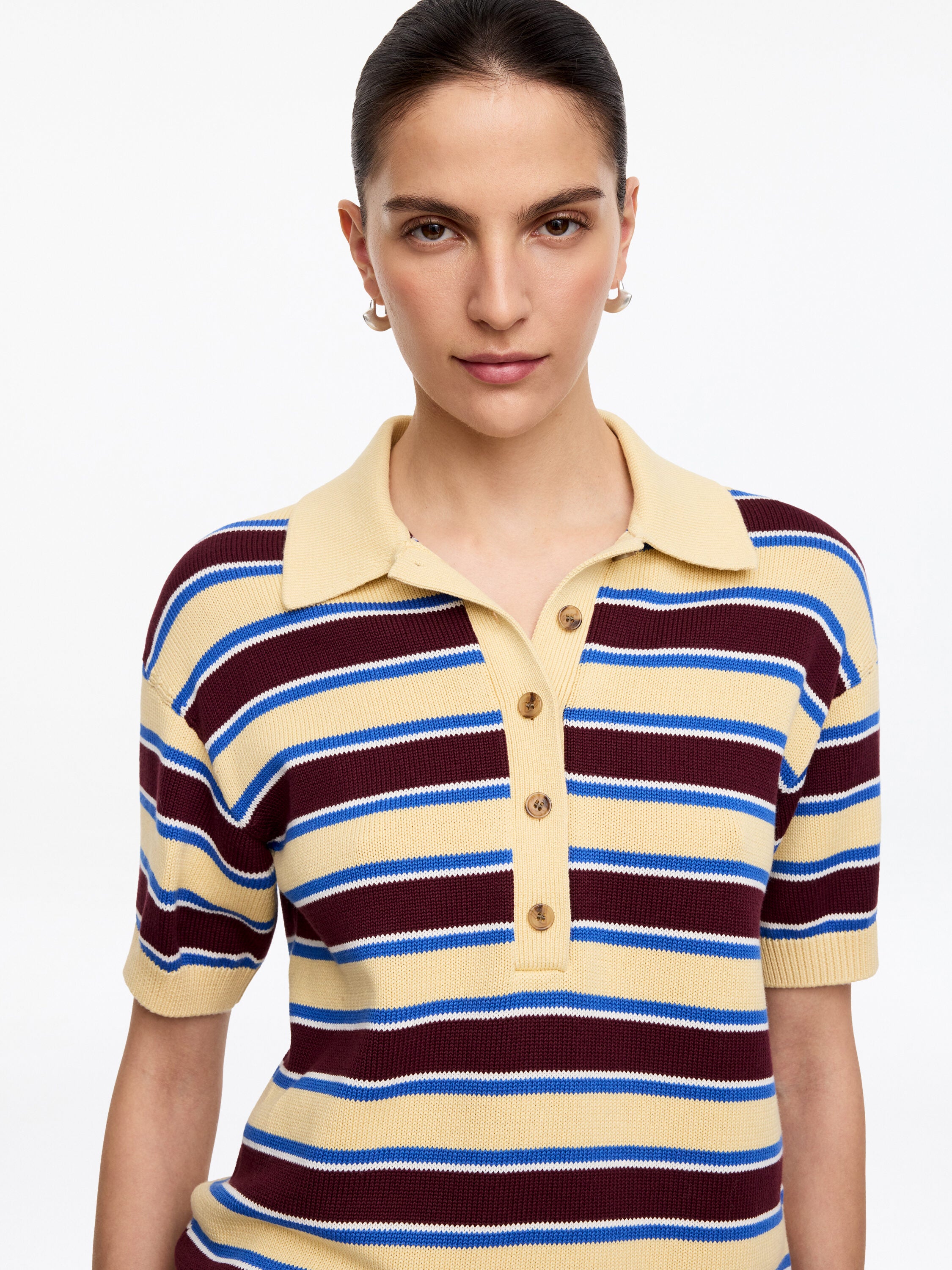 Short-Sleeve Cotton Polo Shirt - Blue - Image 4