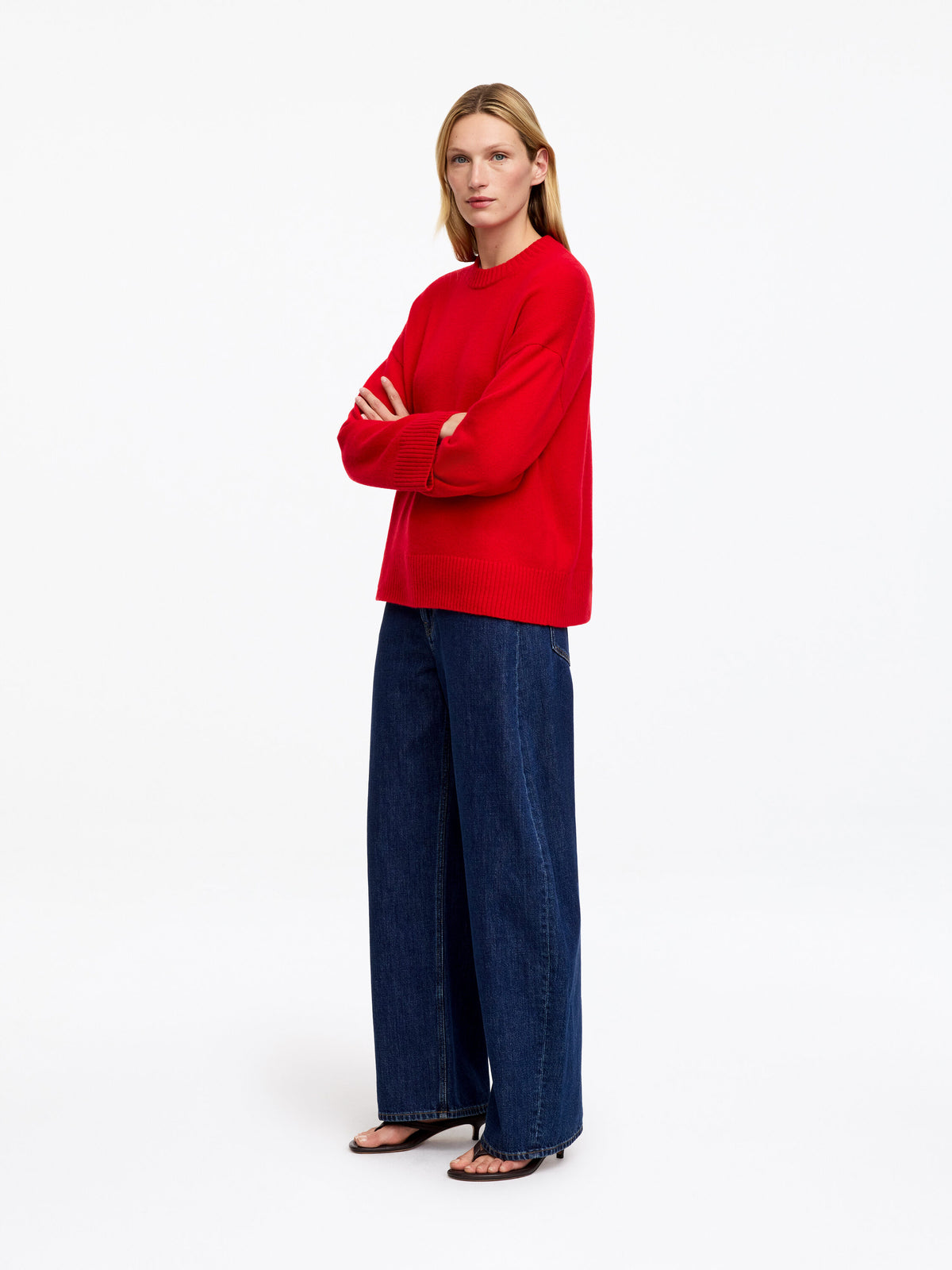 Oversized Pure Cashmere Jumper​ - Red - Image 2