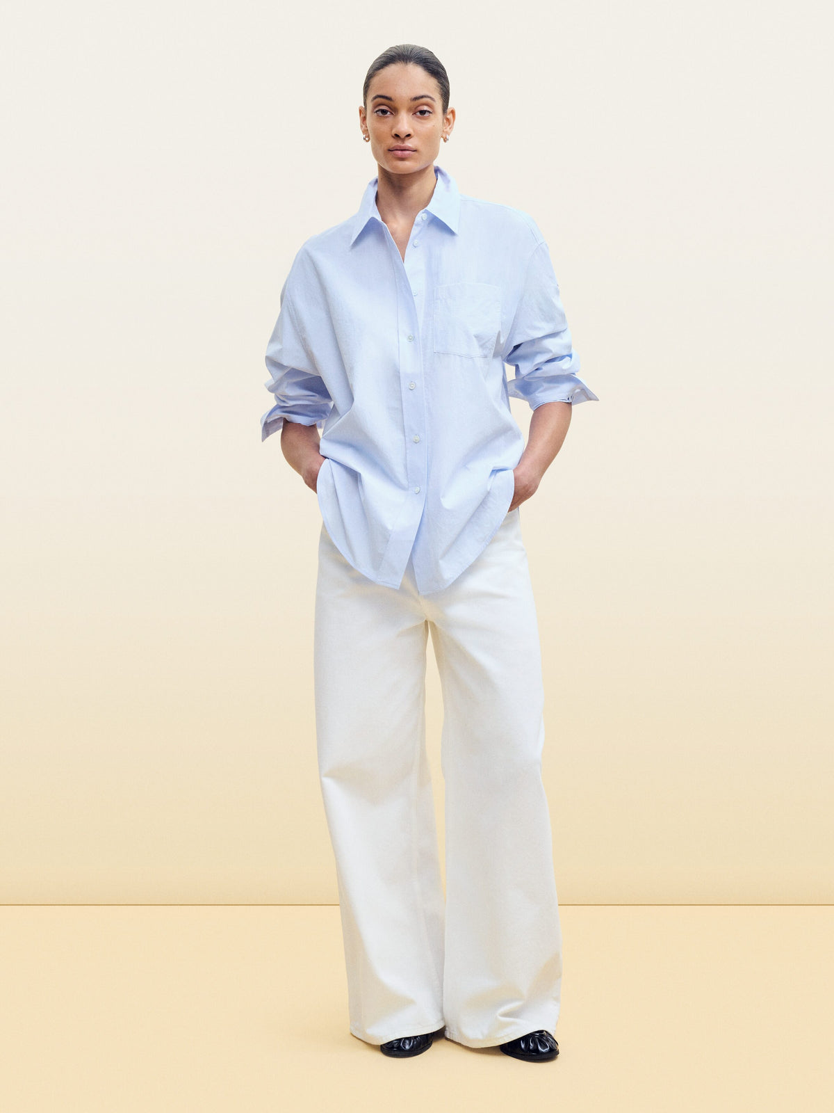 Oversized Wide Jeans - White - Image 4