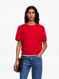 Short-Sleeve Wool-Cotton Jumper - Red