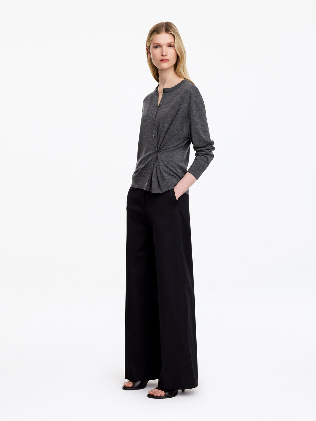 Merino Wool Cardigan - Grey - Image 2