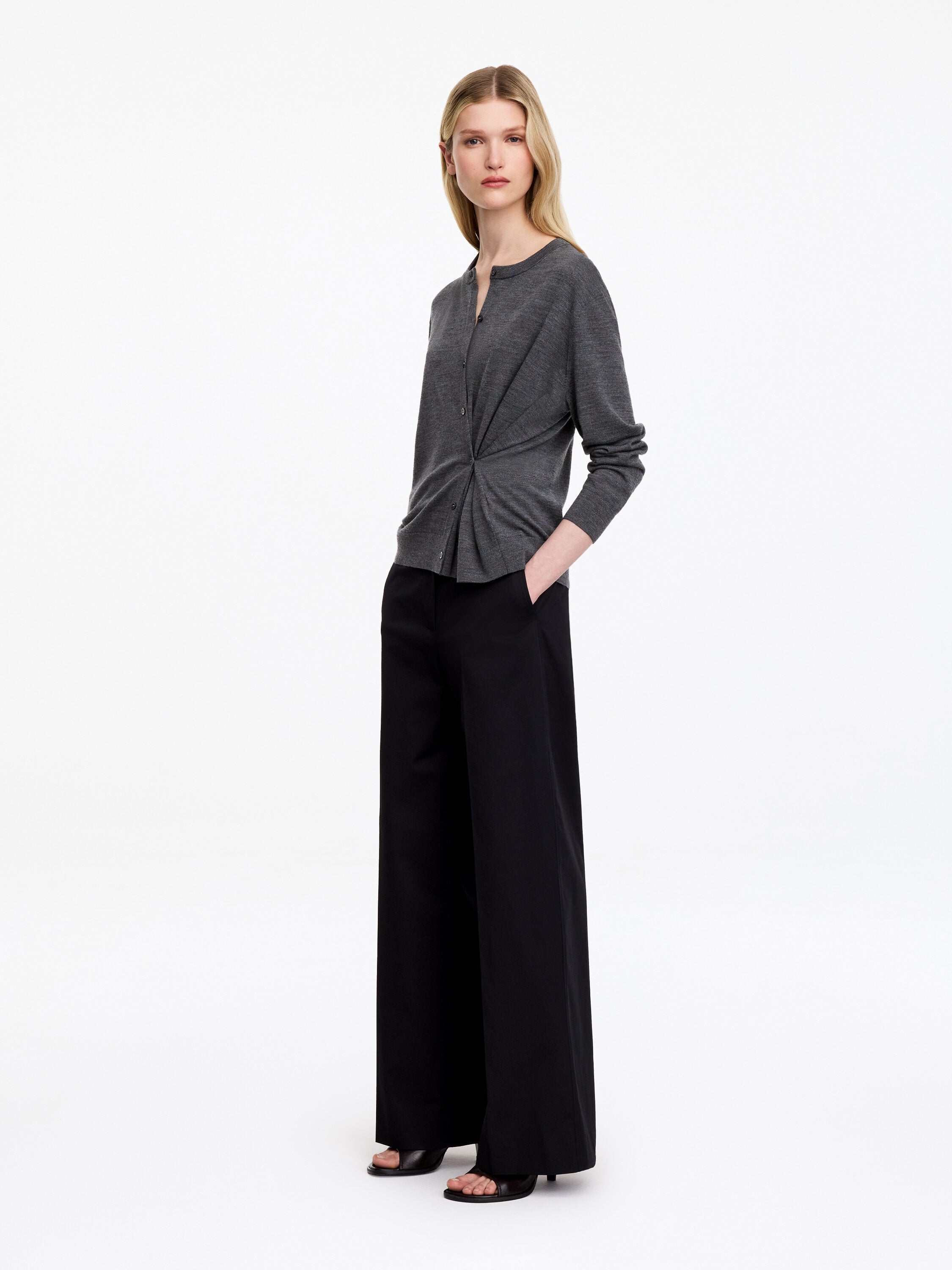 Merino Wool Cardigan - Grey - Image 2