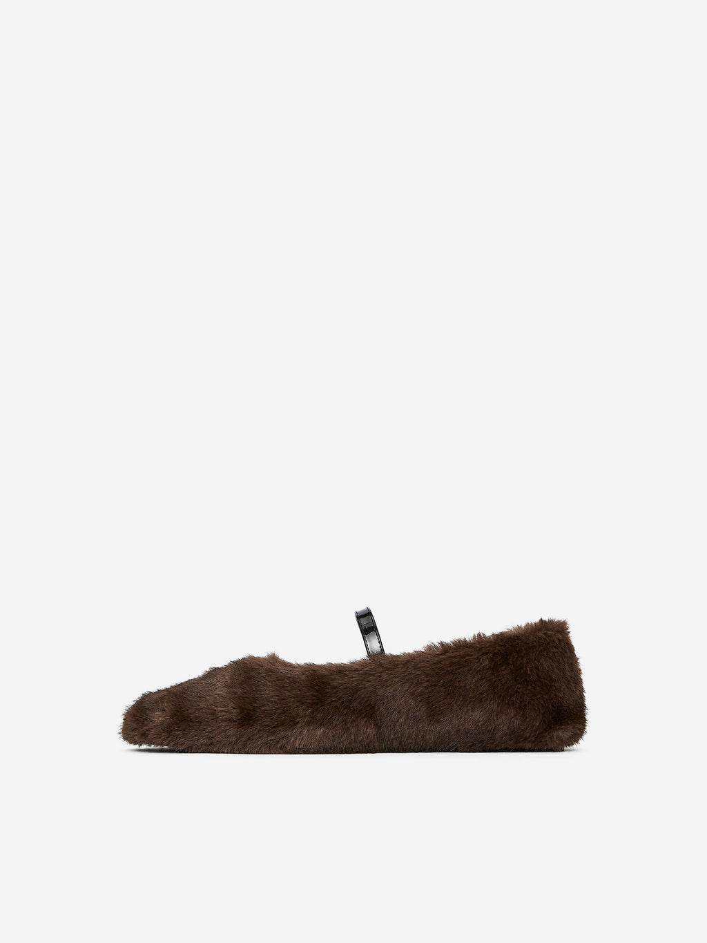 Faux-Fur Mary Jane Flats - Brown - Image 4