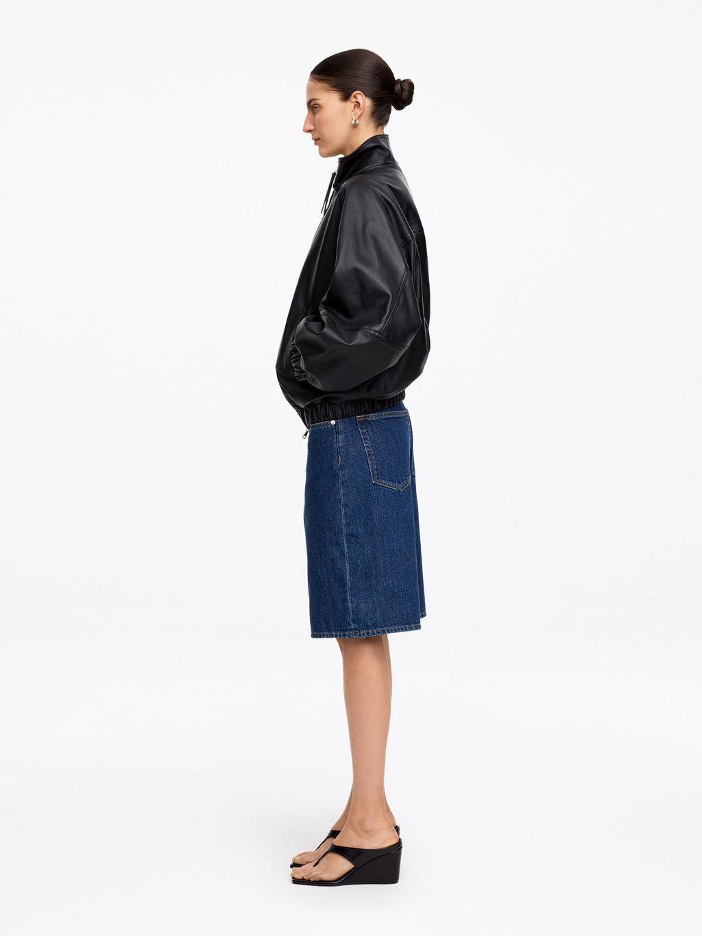 Long Denim Shorts - Blue - Image 2