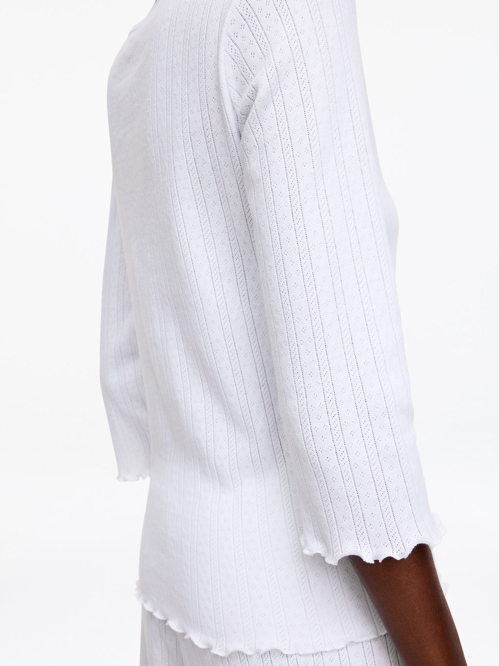 Pointelle-Knitted Top - White - Image 4
