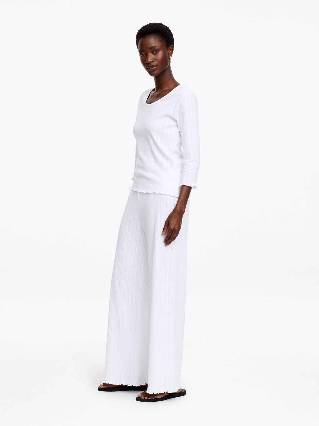 Pointelle-Knitted Top - White - Image 2