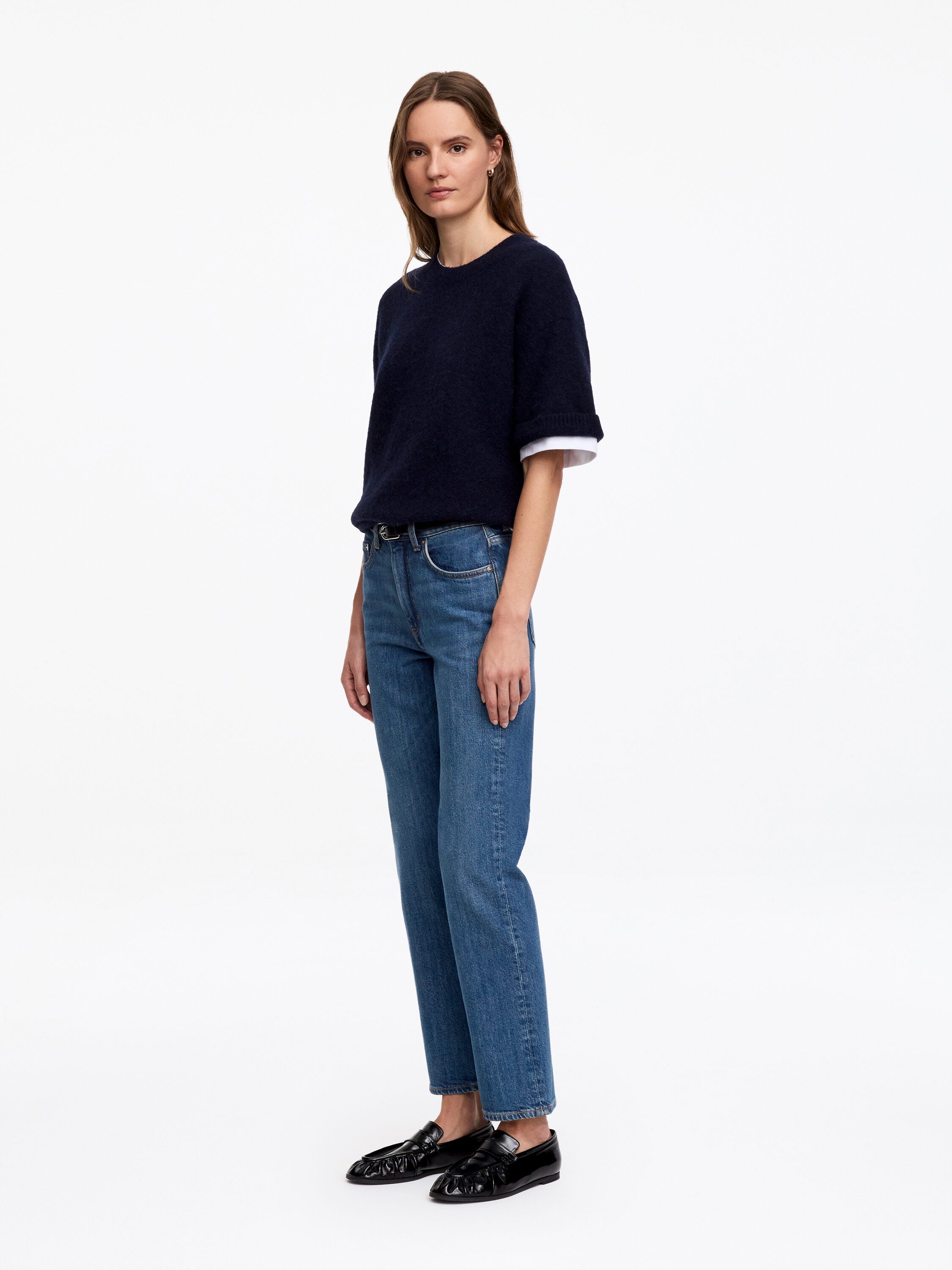 Cropped Slim Jeans - Blue - Image 4