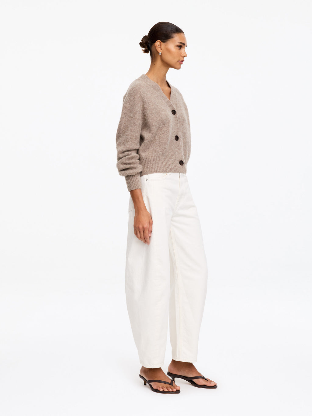 Alpaca-Wool Blend Cardigan - Beige - Image 3