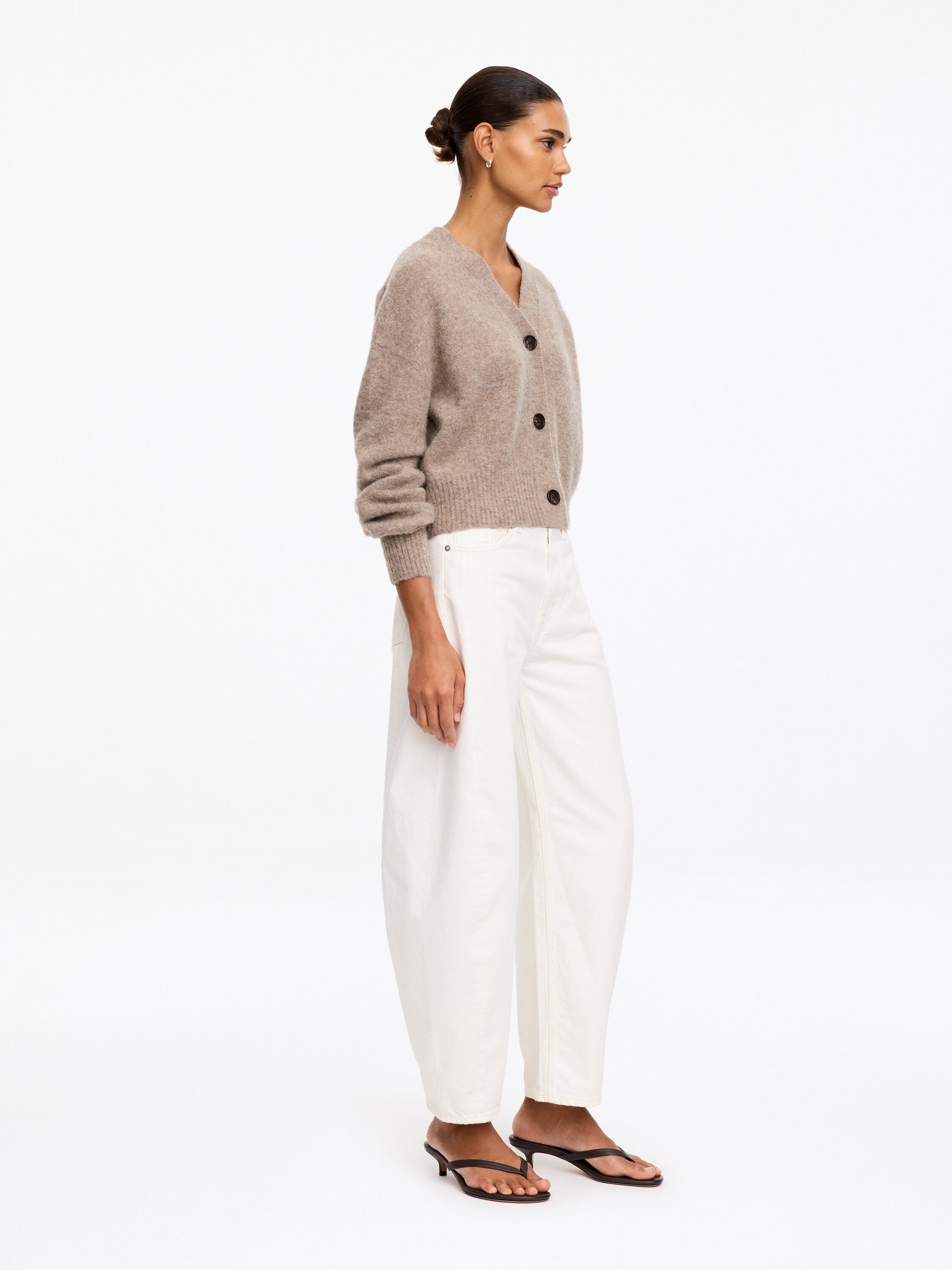 Alpaca-Wool Blend Cardigan - Beige - Image 3