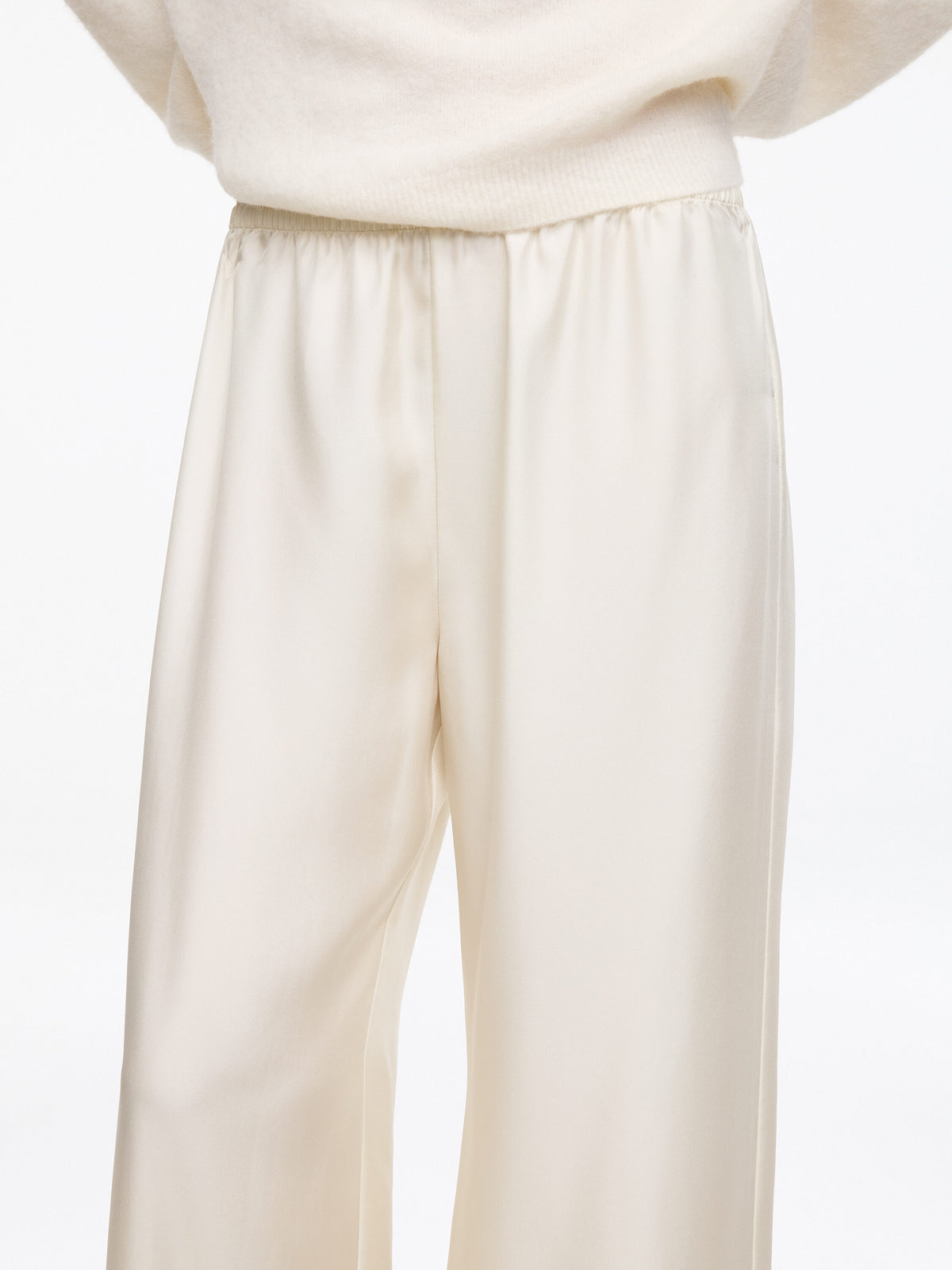 Silk Twill Trousers - White - Image 5