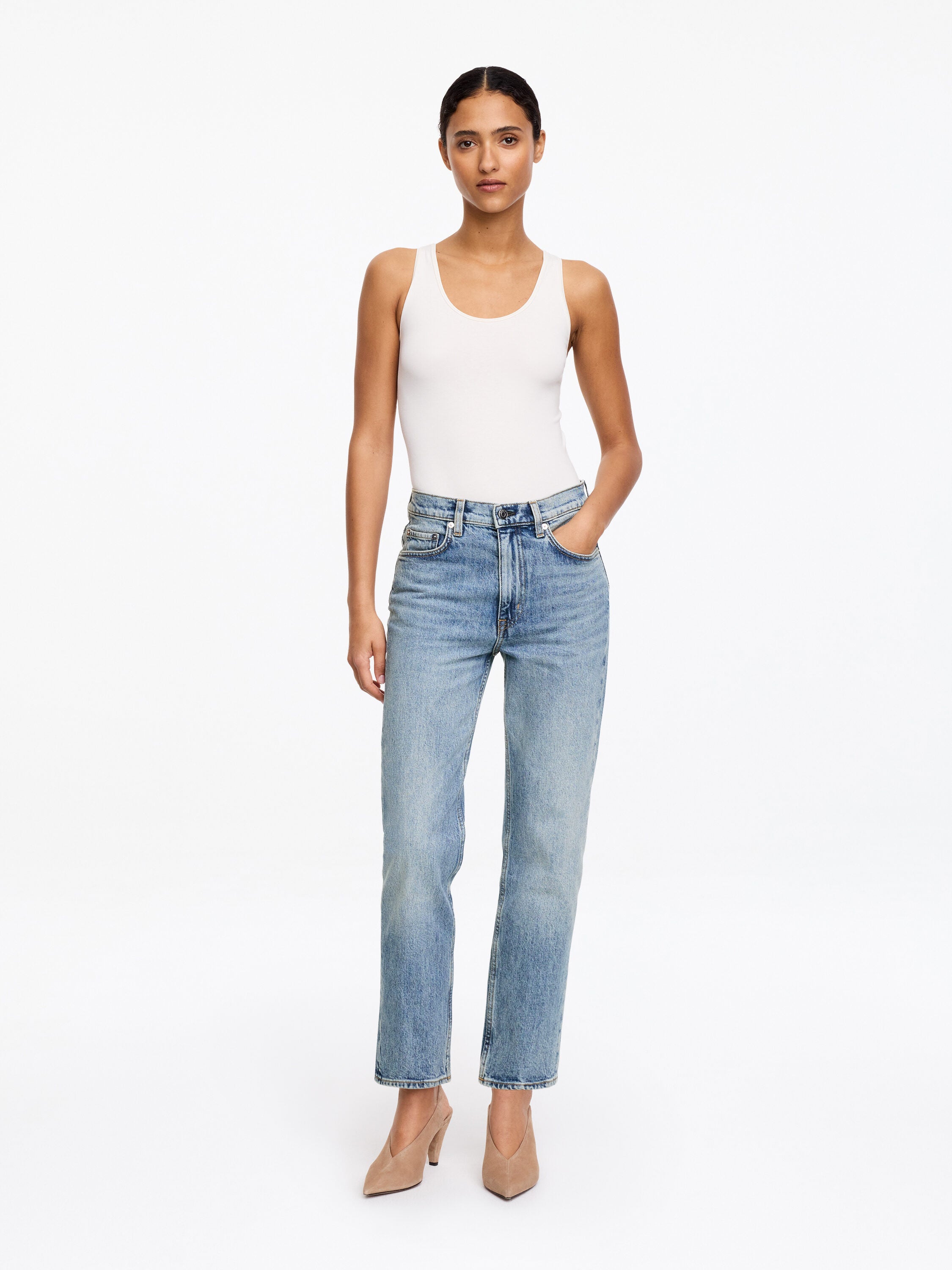 Cropped Slim Jeans - Blue