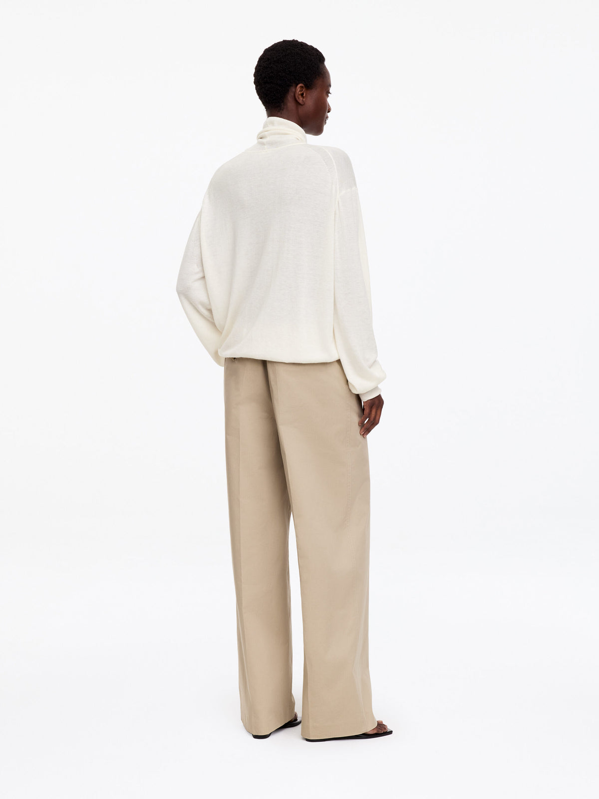 Wool-Lyocell Roll-Neck Jumper - White - Image 2
