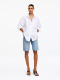 Narrow Denim Shorts - Blue