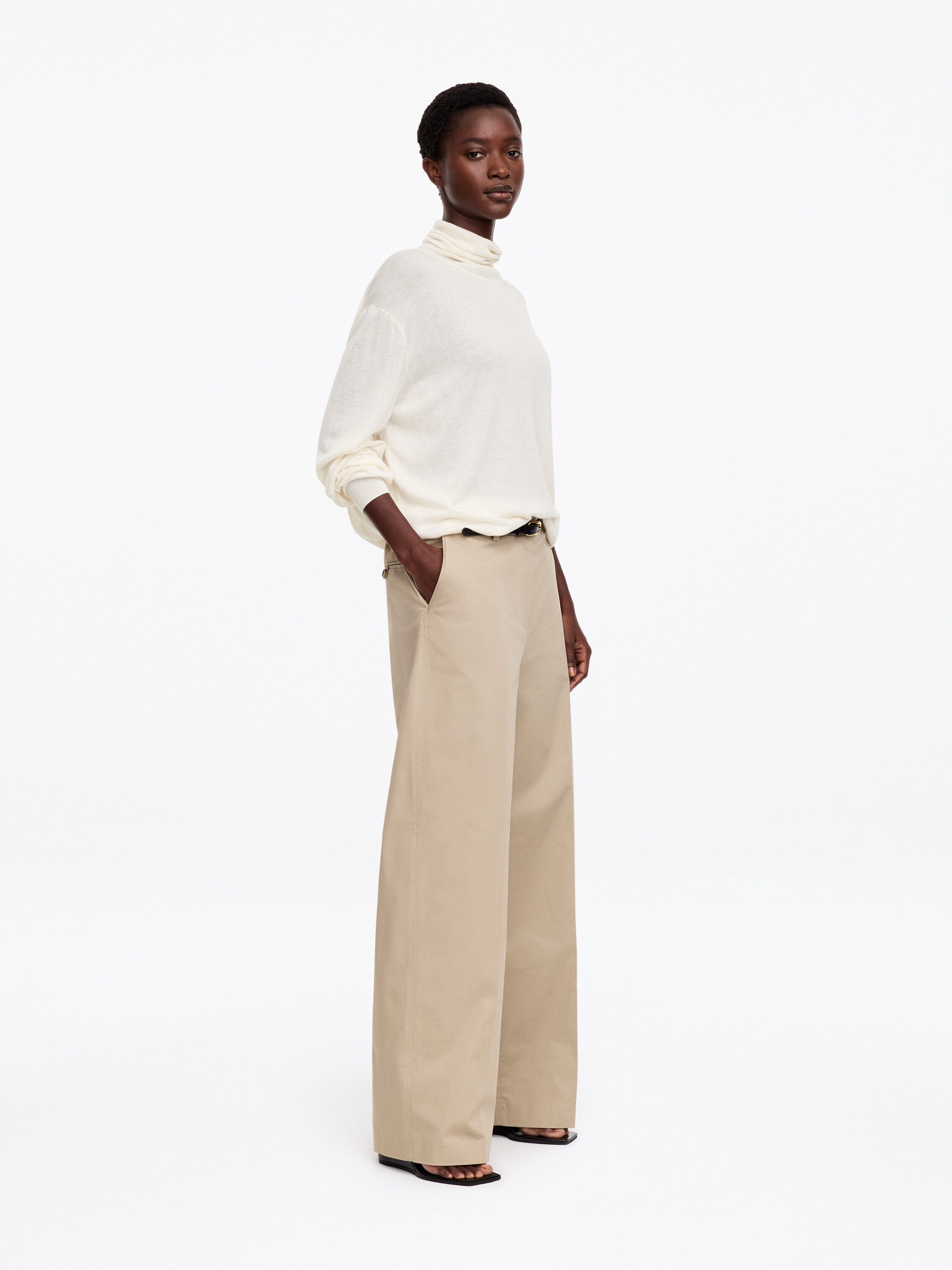 Wool-Lyocell Roll-Neck Jumper - White - Image 3