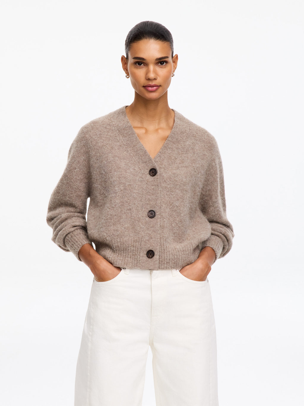 Alpaca-Wool Blend Cardigan - Beige