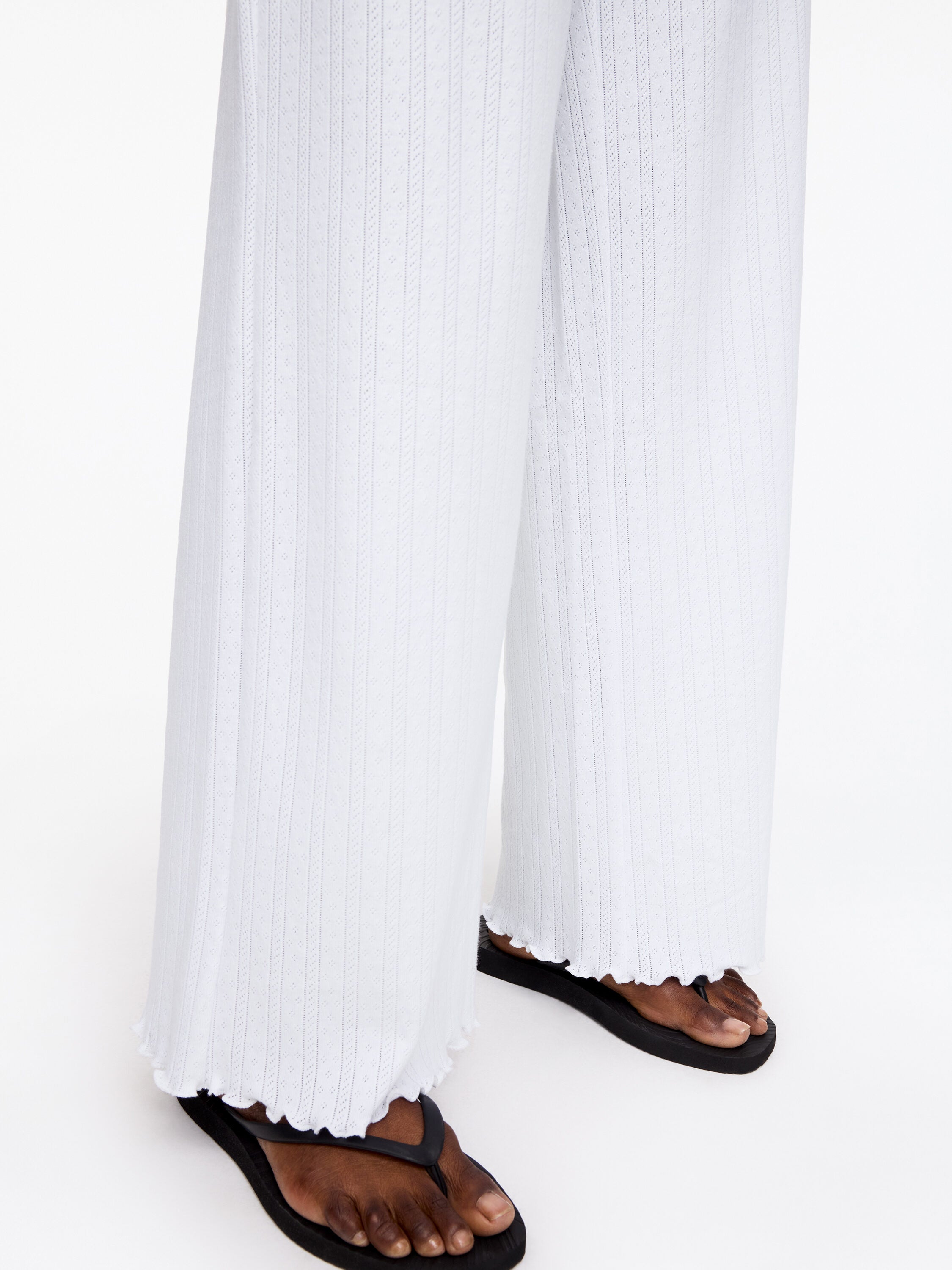 Pointelle-knitted Trousers - White - Image 4