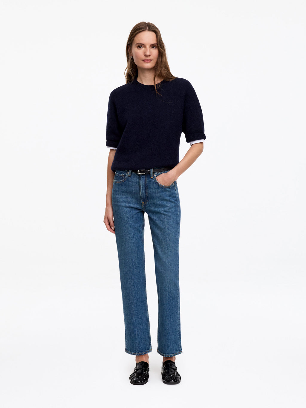 Cropped Slim Jeans - Blue - Image 2