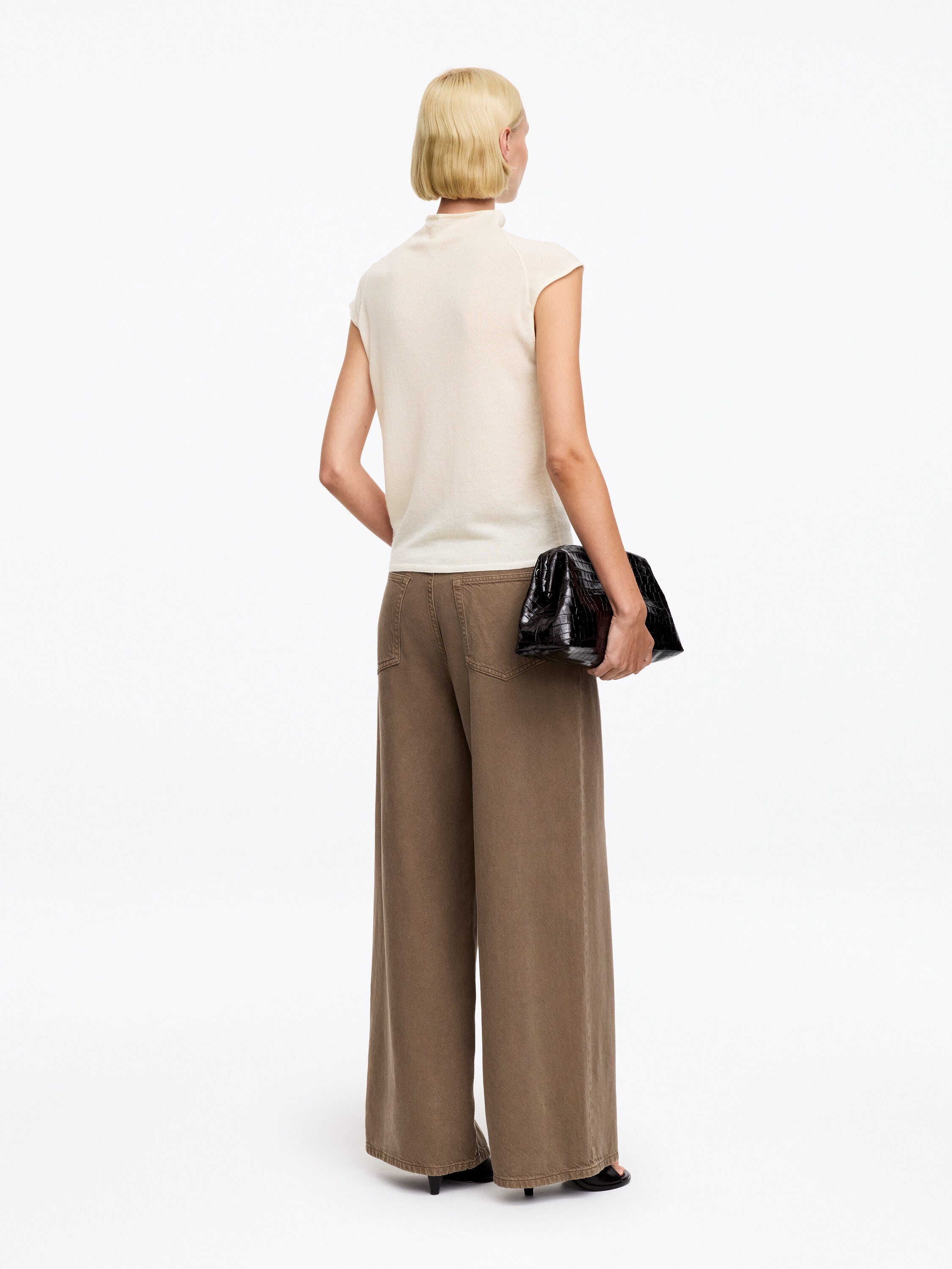 Pure Cashmere Mock-Neck Top - White - Image 3