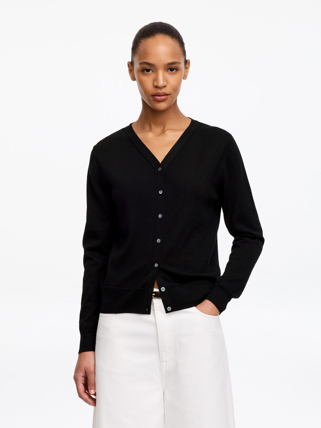 Merino Wool Cardigan - Black