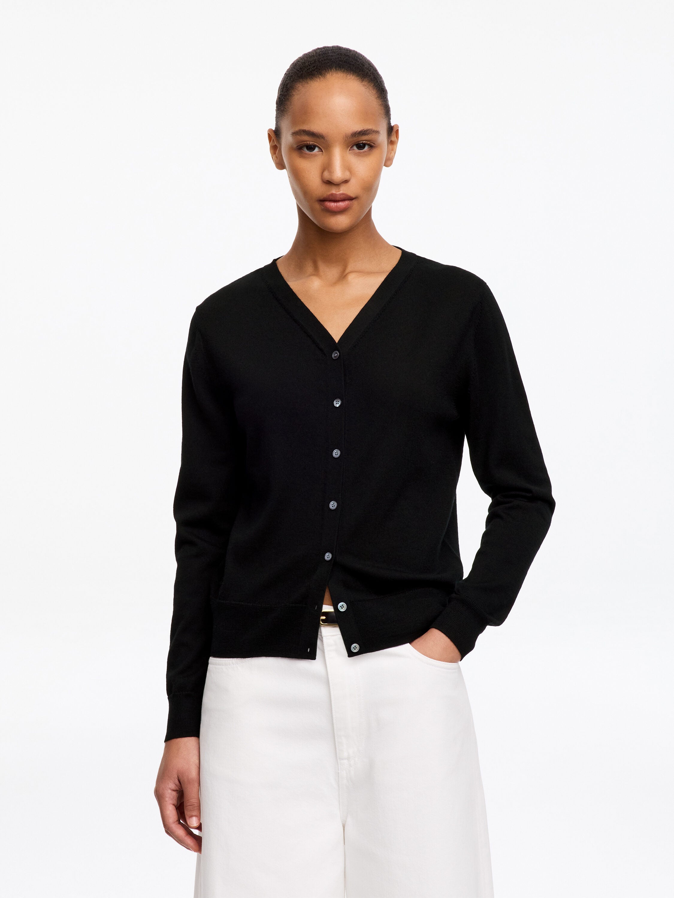 Merino Wool Cardigan - Black
