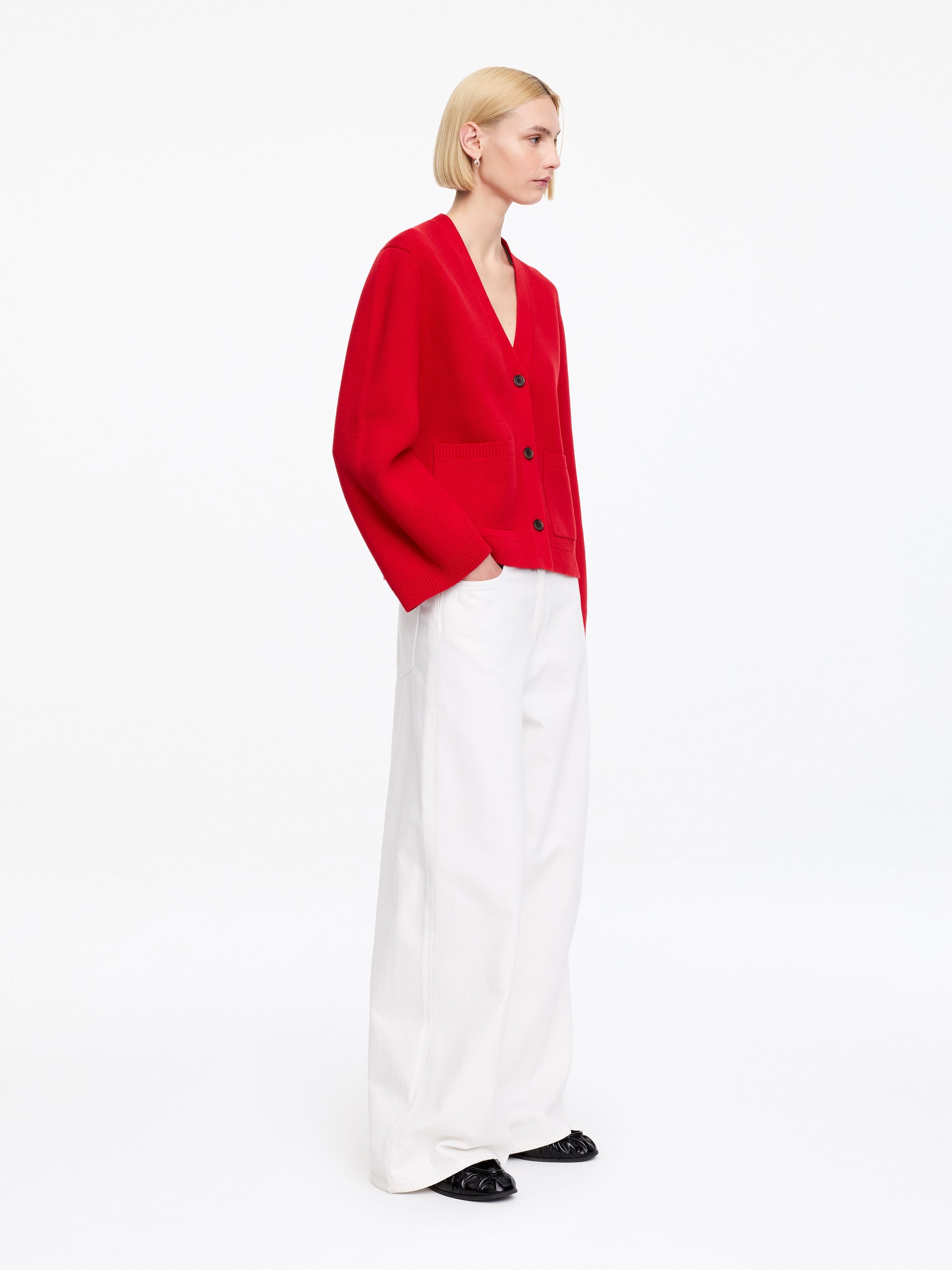 Cotton Cardigan - Red - Image 2