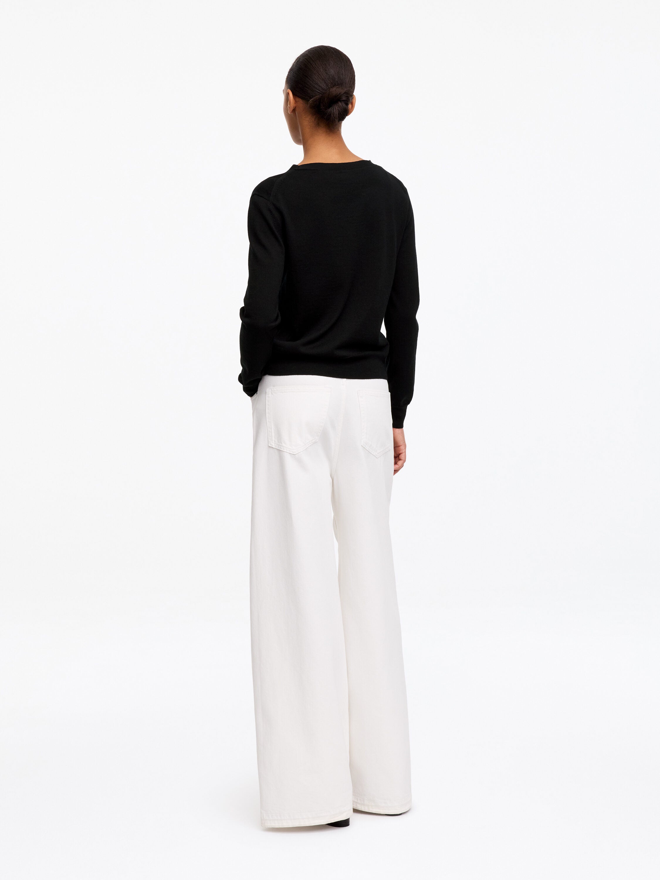 Merino Wool Cardigan - Black - Image 3