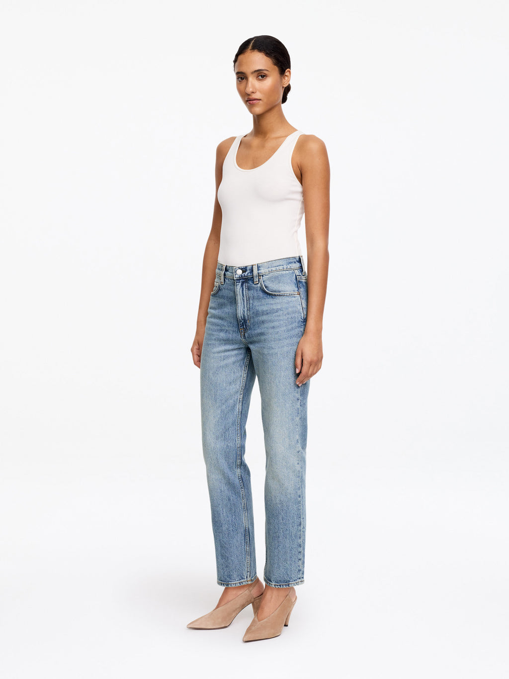 Cropped Slim Jeans - Blue - Image 3