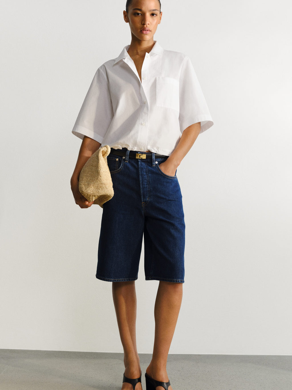 Long Denim Shorts - Blue - Image 6