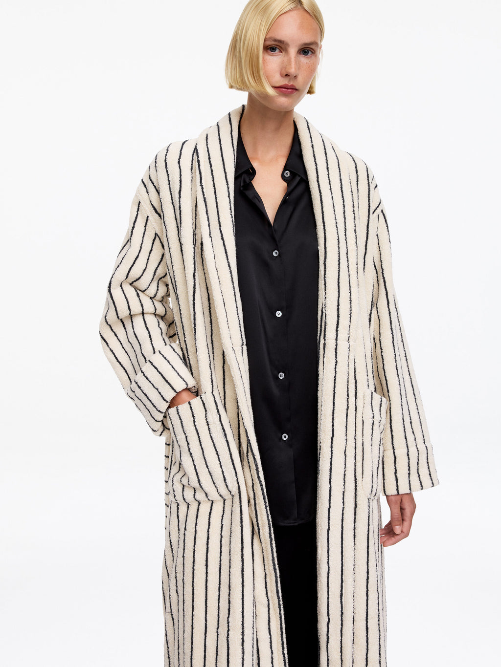 Unisex Cotton Terry Bathrobe - White - Image 8