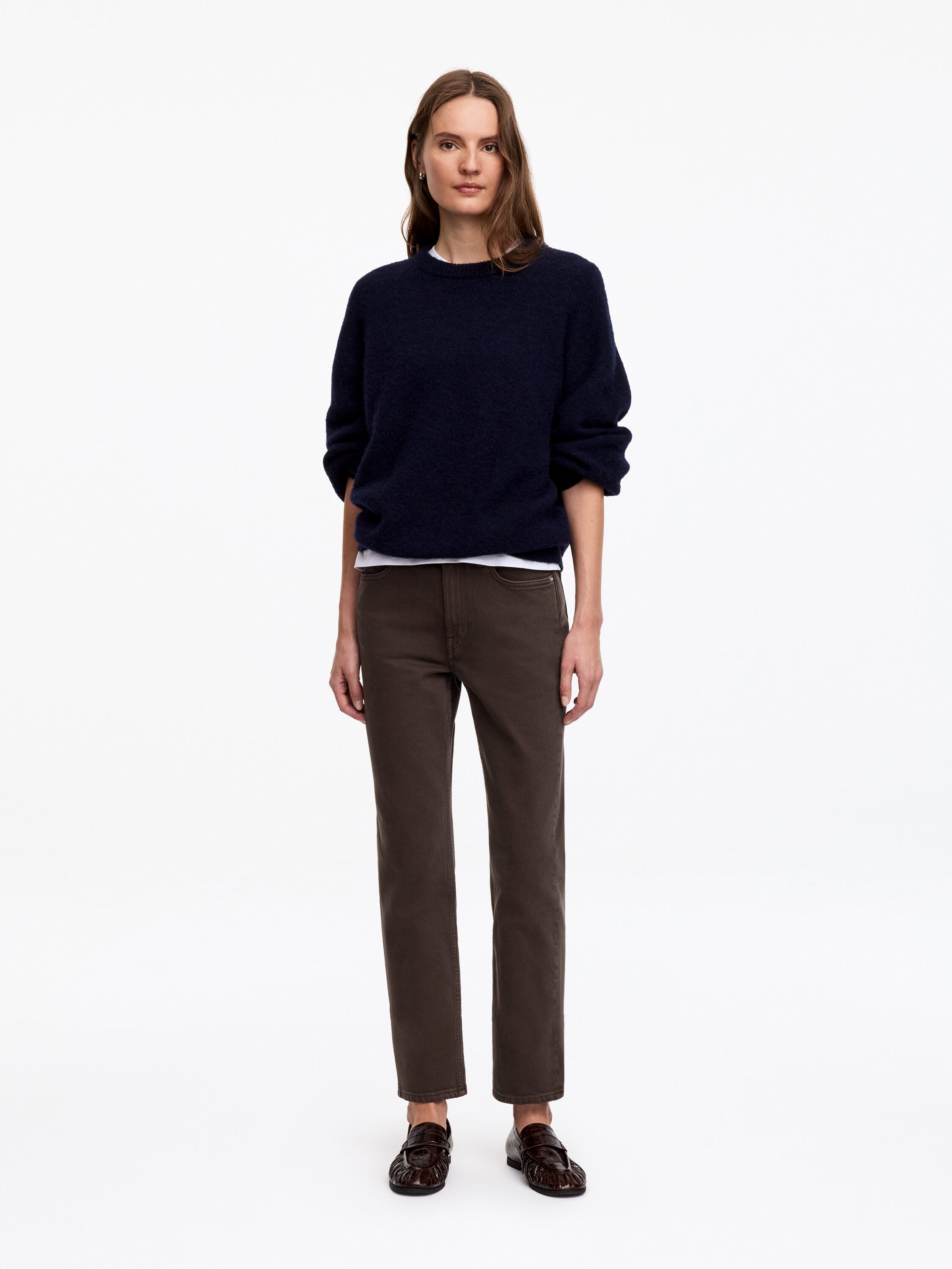 Cropped Slim Jeans - Brown