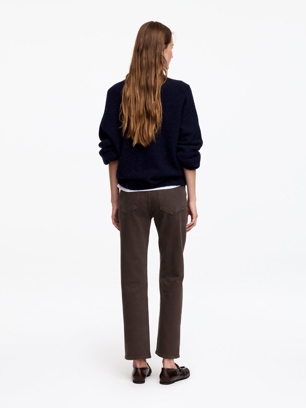 Cropped Slim Jeans - Brown - Image 3