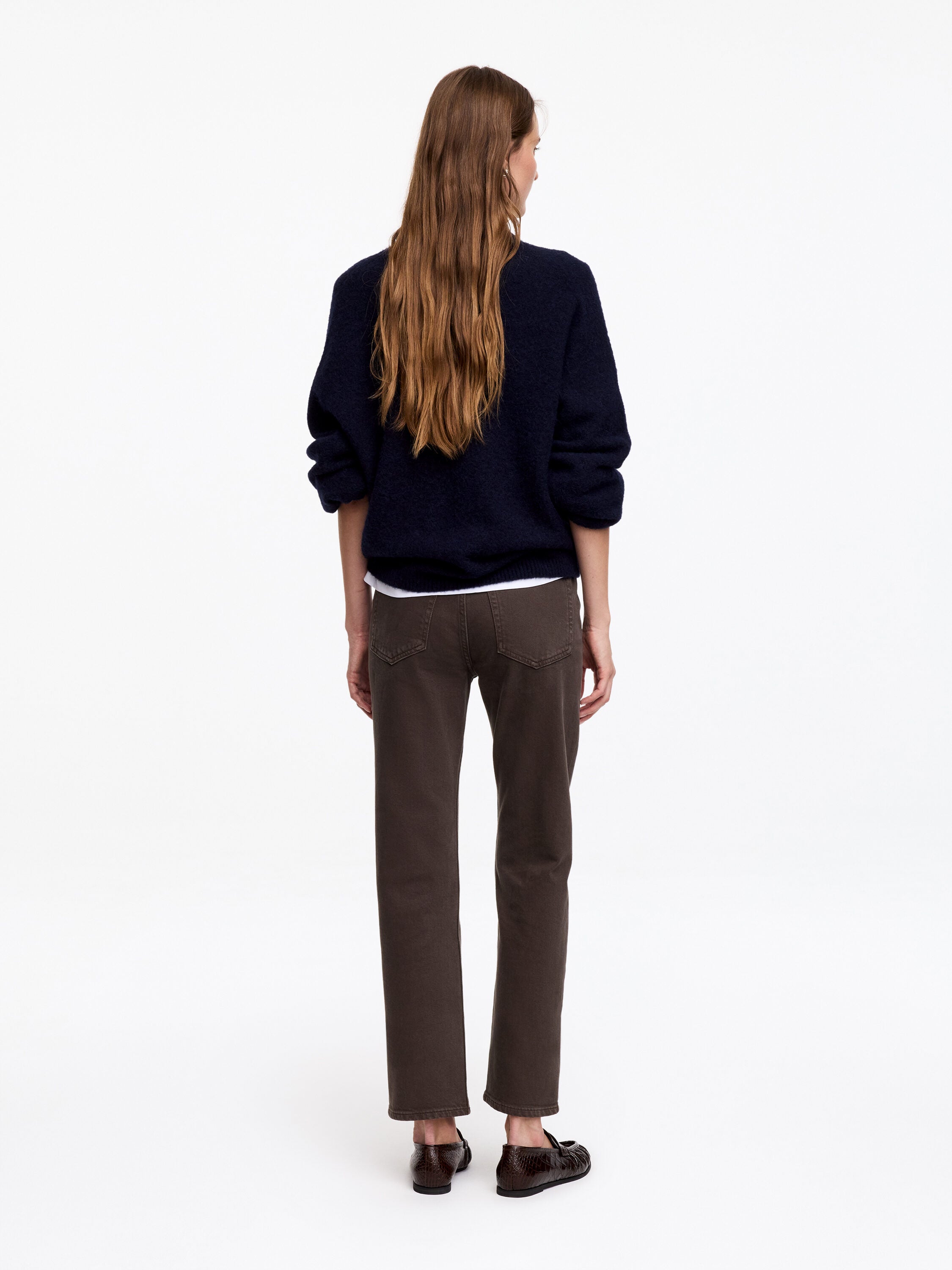 Cropped Slim Jeans - Brown - Image 3