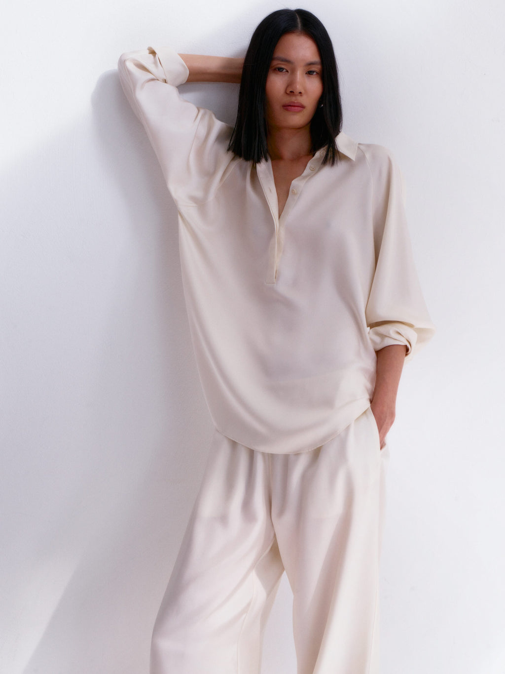 Silk Twill Trousers - White - Image 7
