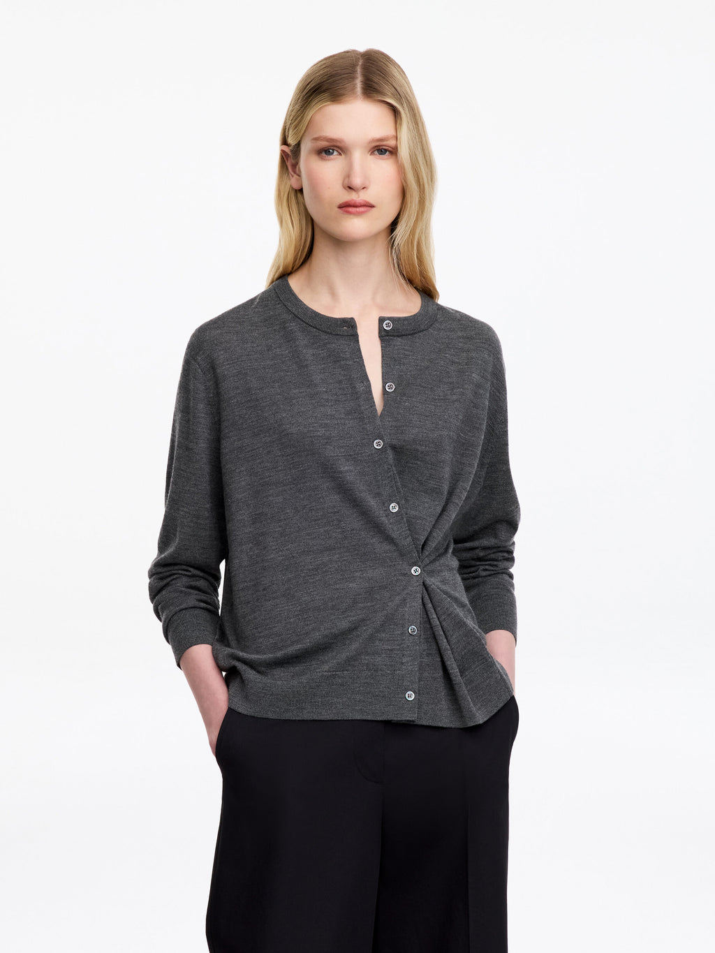 Merino Wool Cardigan - Grey