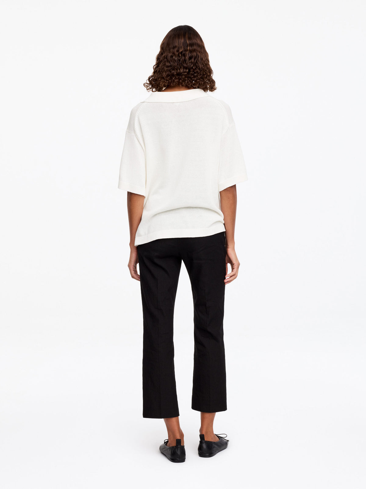 Knitted Polo Jumper - White - Image 3