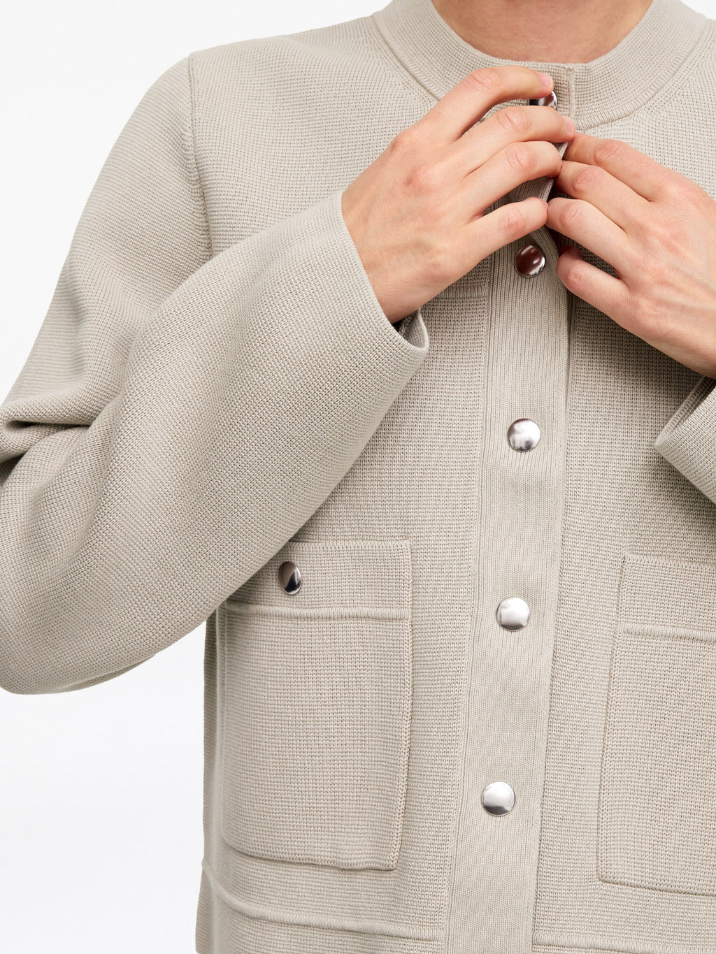 Cotton Cardigan - Beige - Image 4
