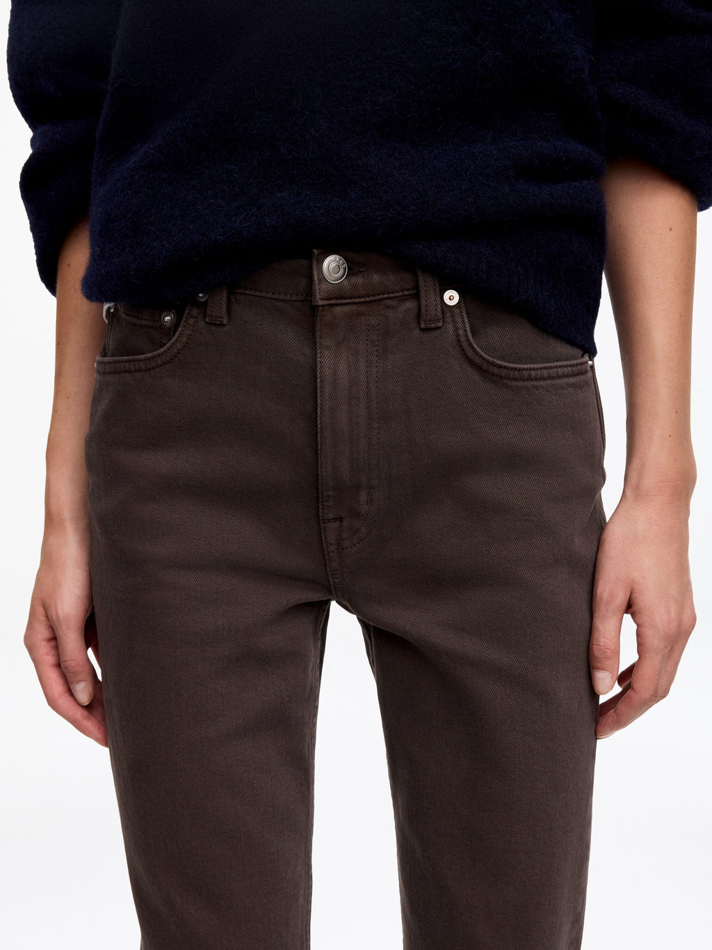 Cropped Slim Jeans - Brown - Image 5
