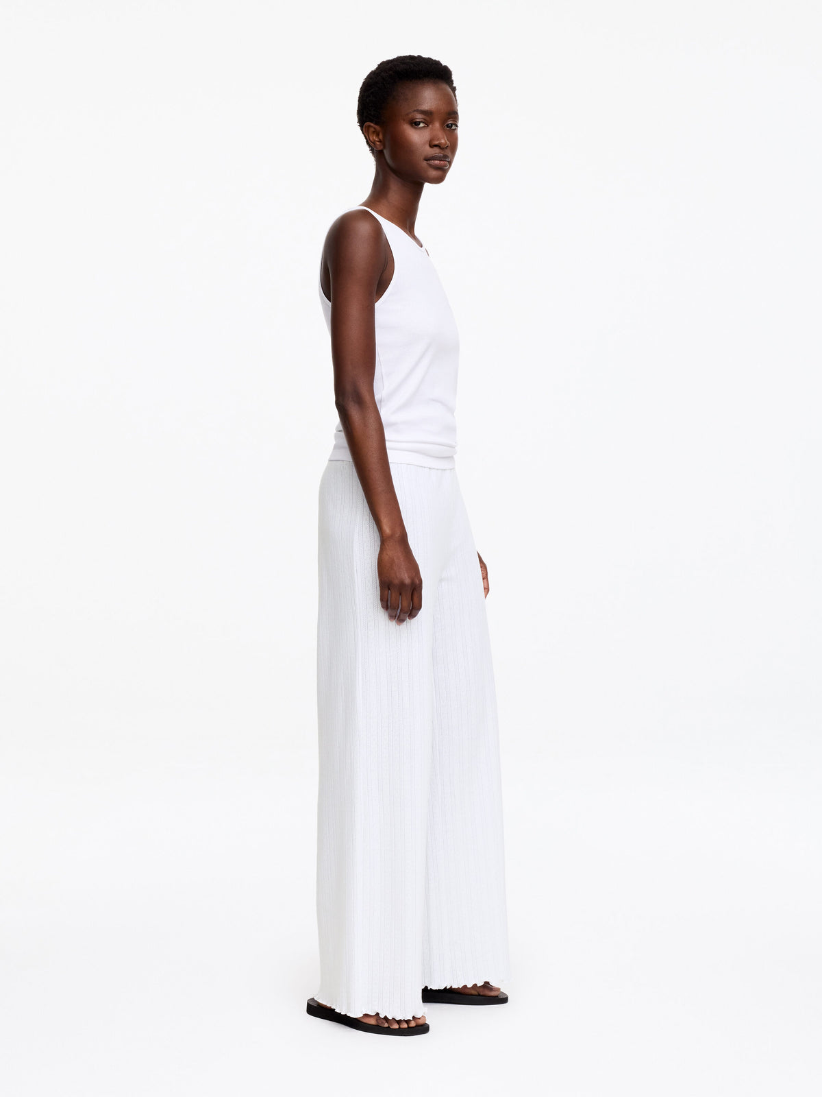 Pointelle-knitted Trousers - White - Image 3