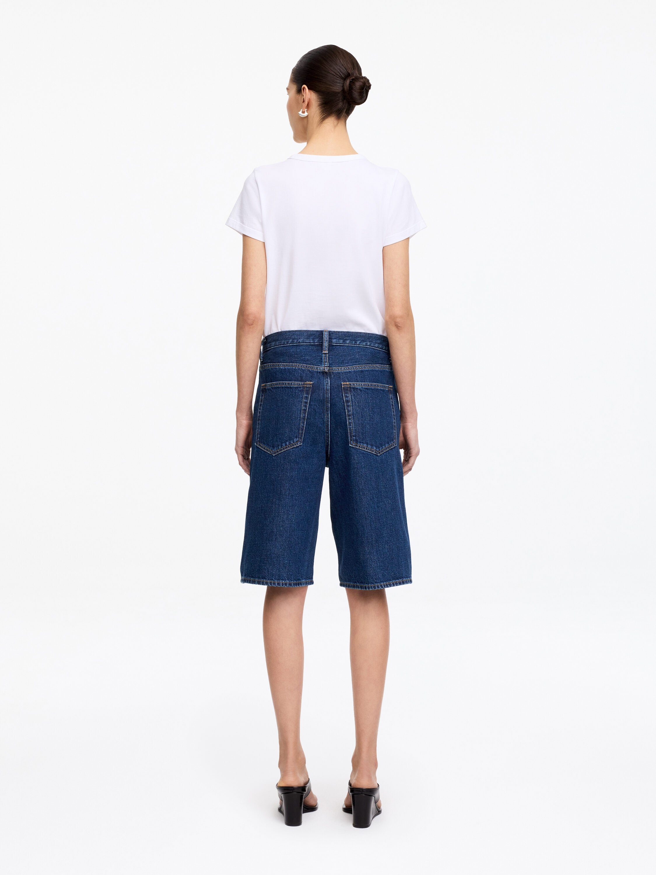 Long Denim Shorts - Blue - Image 3