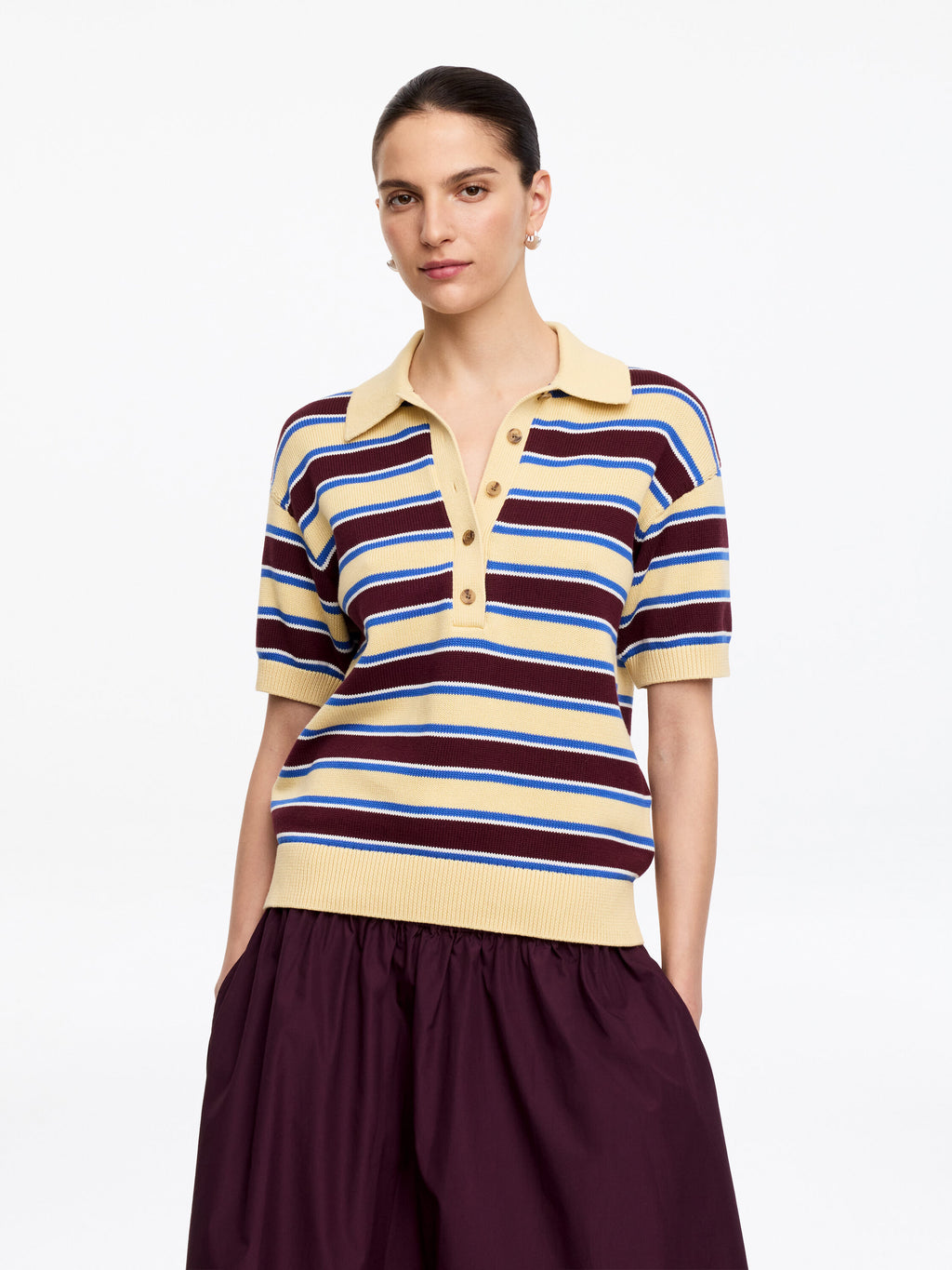 Short-Sleeve Cotton Polo Shirt - Blue